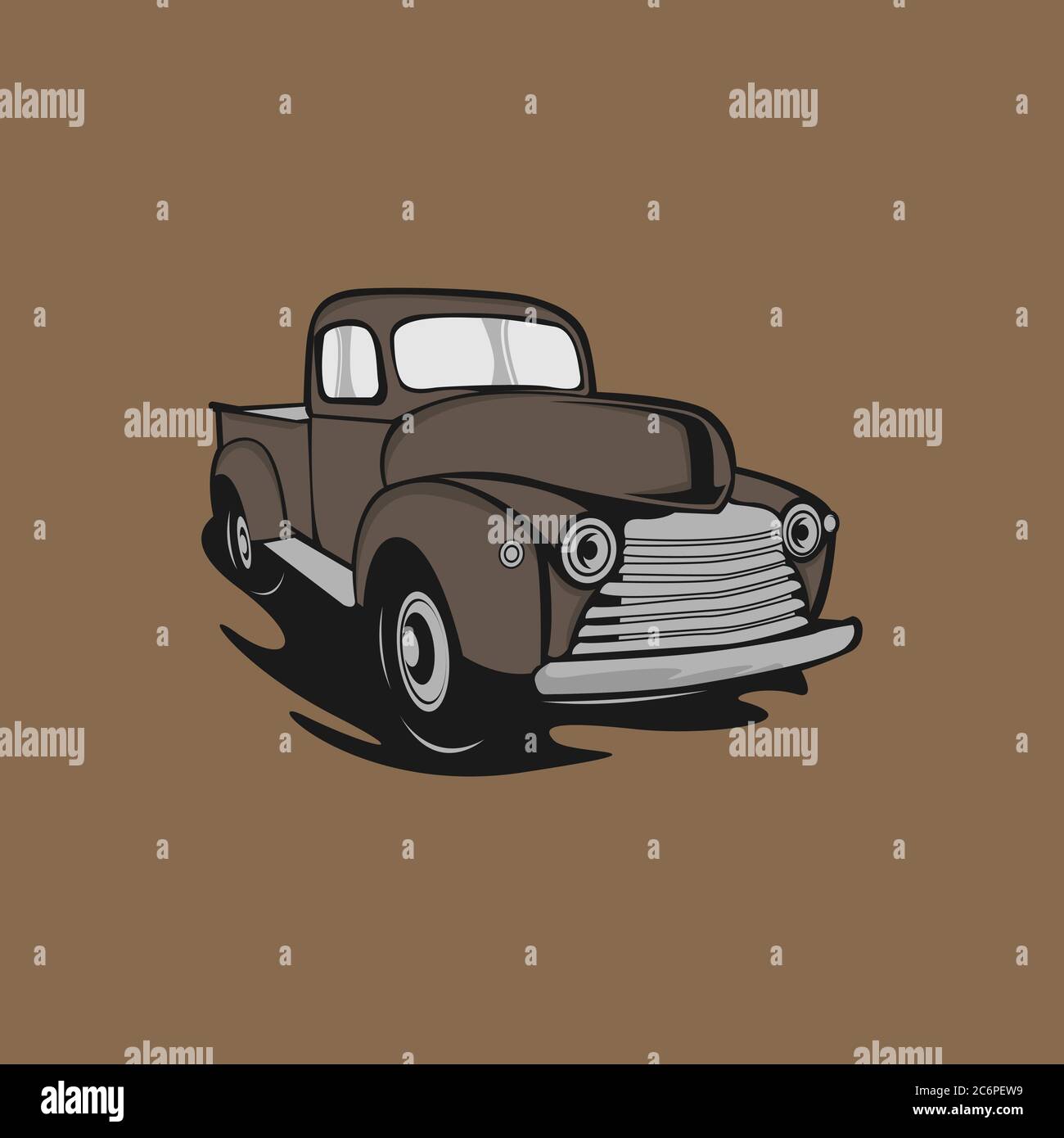 Klassische LKW-Illustration oder Vintage-oder Retro-Auto-Logo-Design. Vintage-Stil.EPS 10 Stock Vektor