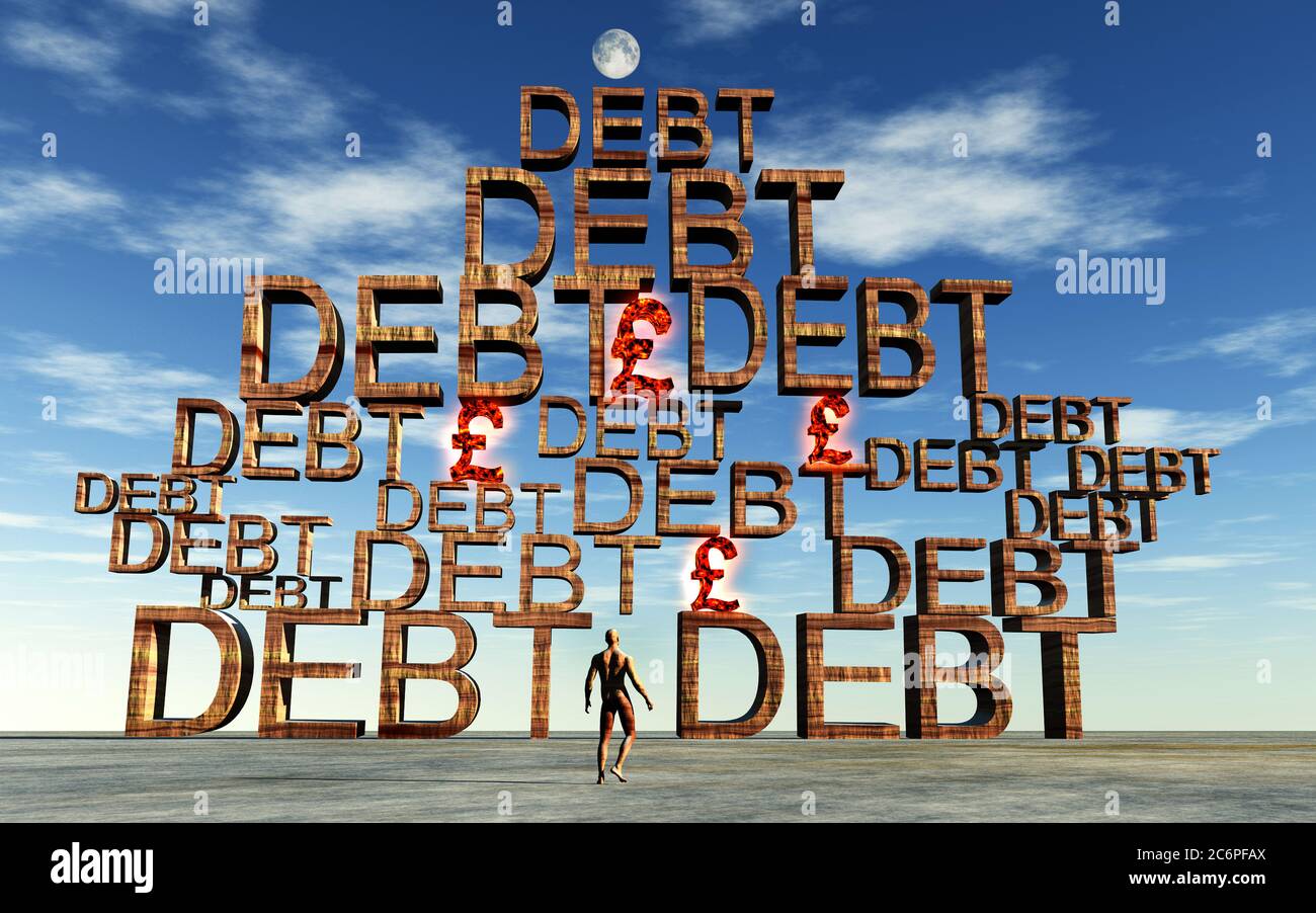 Ein Berg der Schulden Stockfoto