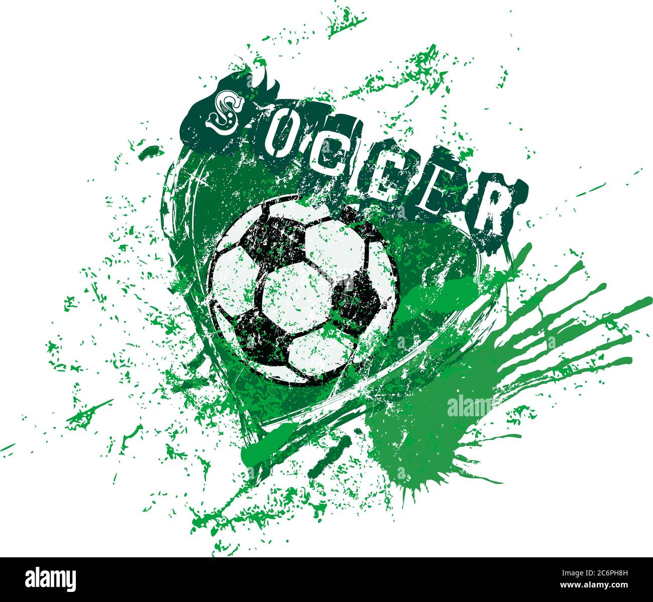 Liebe für Fußball, Symbol mit Herz und Fußball, Grunge Stil Vektor