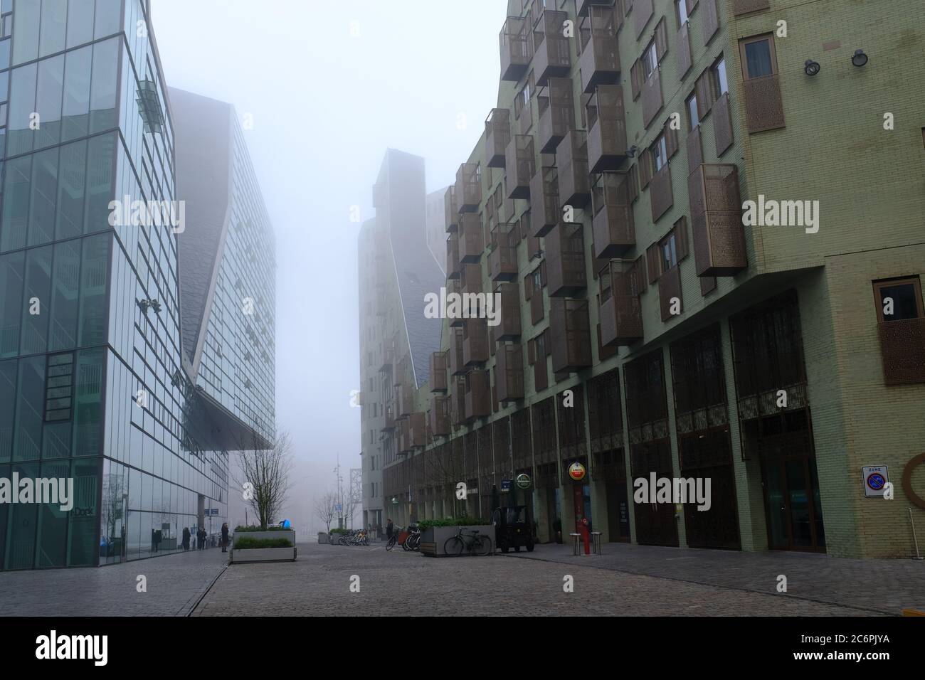 Ein nebliger Morgen in Amsterdam Stockfoto