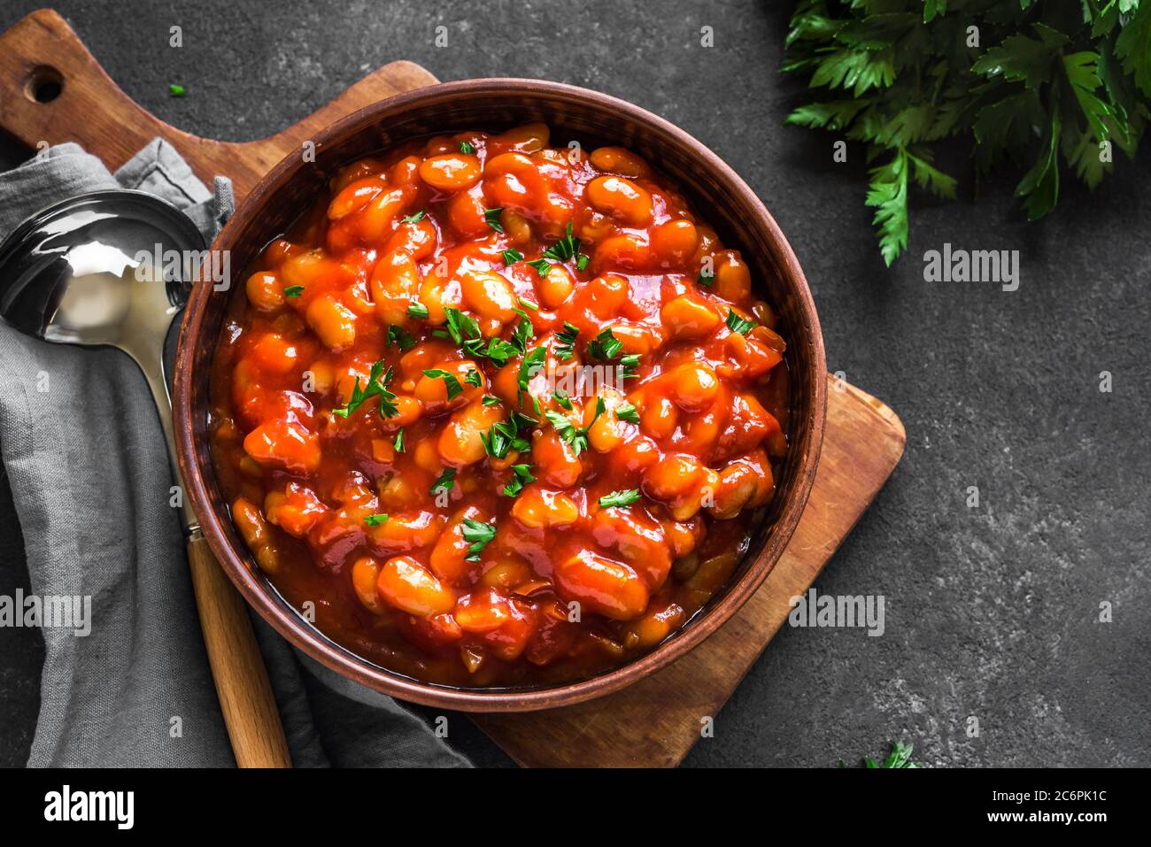 Cannellini Bohnen Ragout, gesunde hausgemachte Mahlzeit mit weißen ...