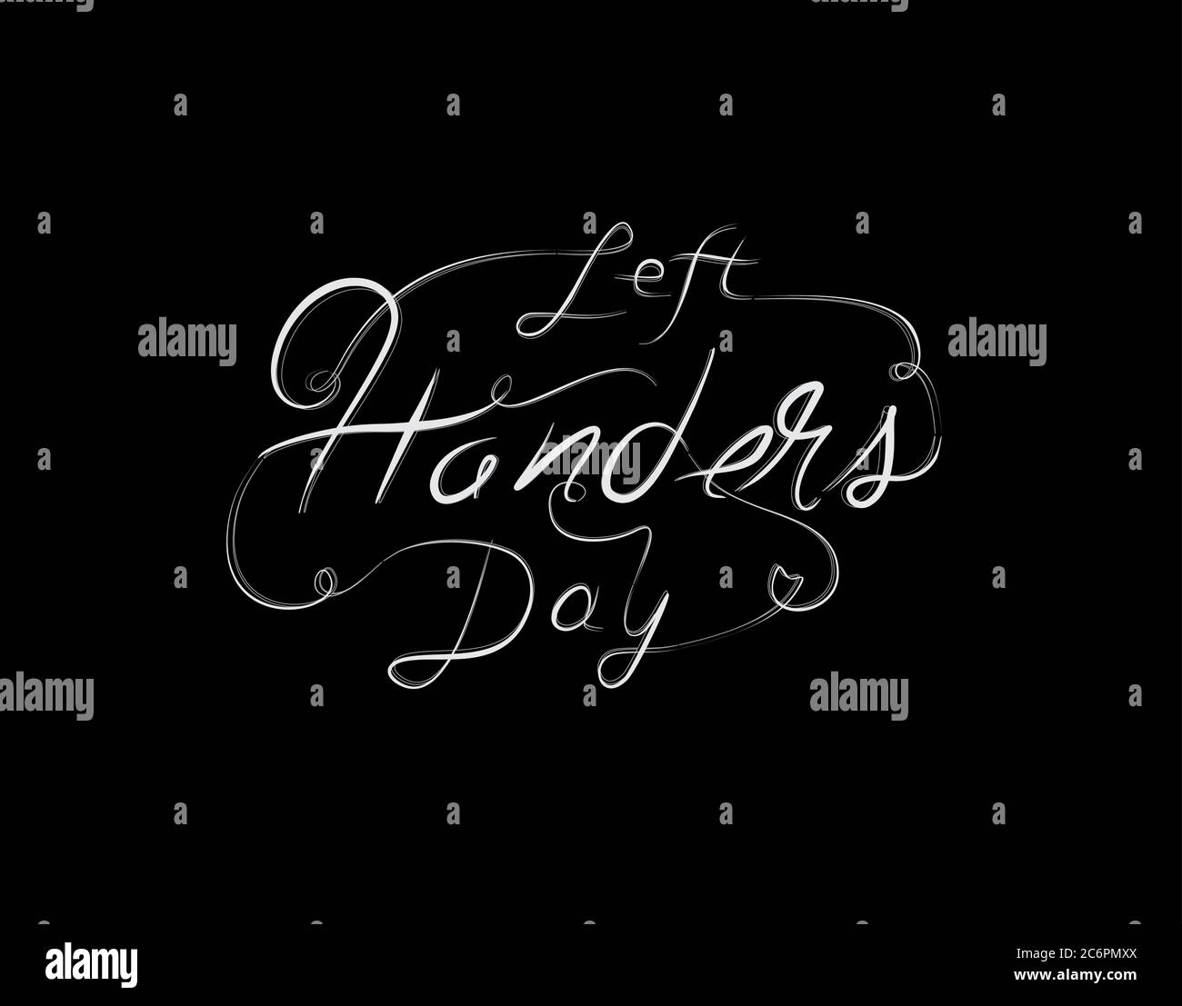 Lefthanders Day Lettering Text auf schwarzem Hintergrund in Vektorgrafik Stock Vektor