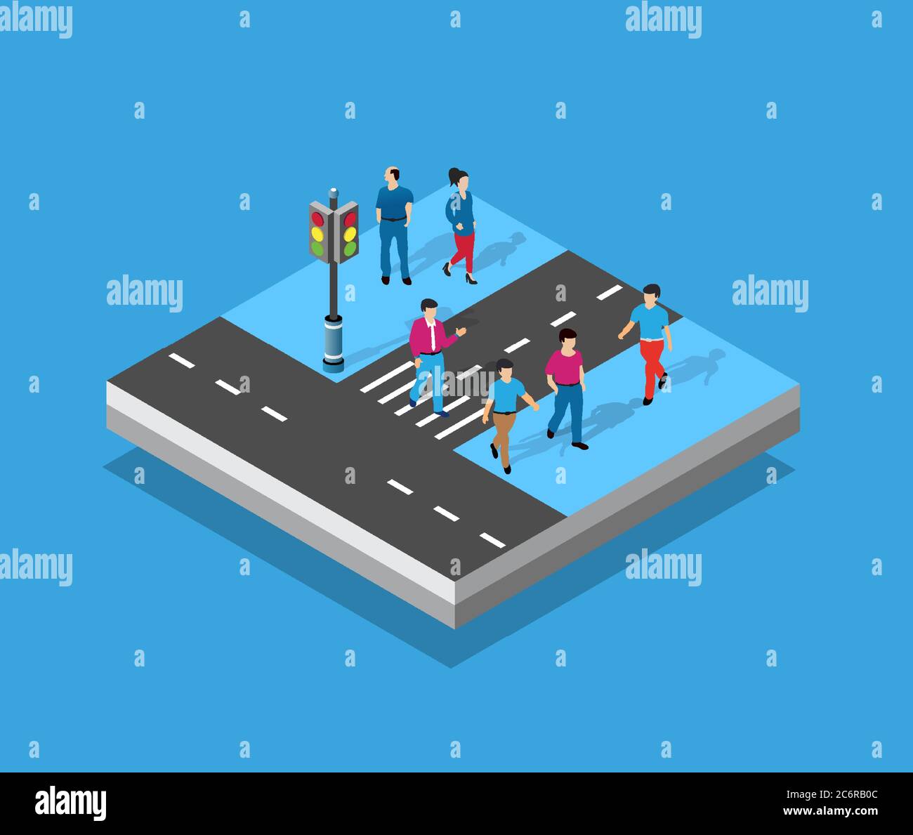 Perspektivische isometrische Ansicht Straße von oben Stock Vektor