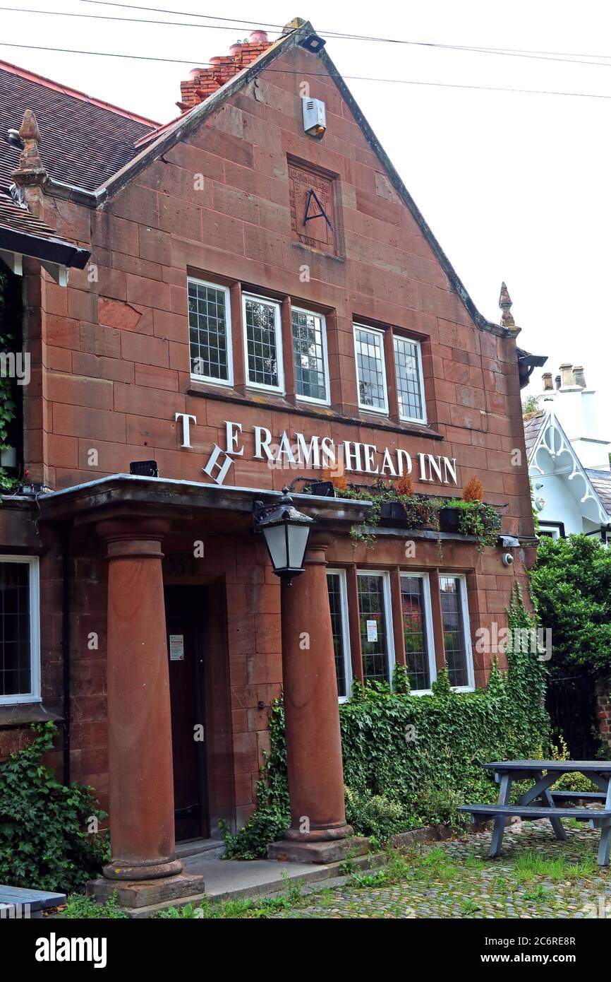 Das Rams Head Inn, Church Lane, Grappenhall Village, Warrington, Cheshire, England, Großbritannien, WA4 3EP Stockfoto