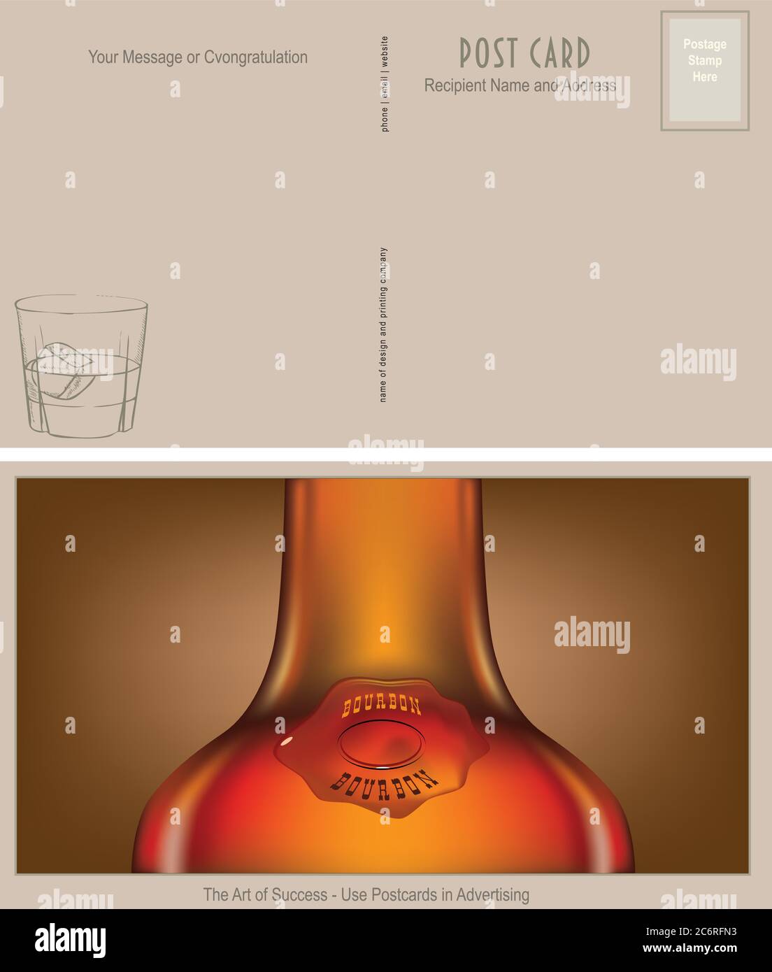 Verwendung von Postkarten in der Werbung - Alte Postkarte für Bourbon Day Stock Vektor