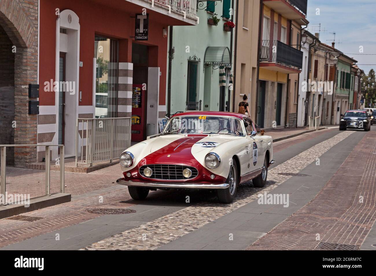 Oldtimer-Sportwagen Ferrari 250 GT Boano (1956) im Oldtimer-Rennen Mille Miglia, am 19. Mai 2017 in Gatteo, FC, Italien Stockfoto