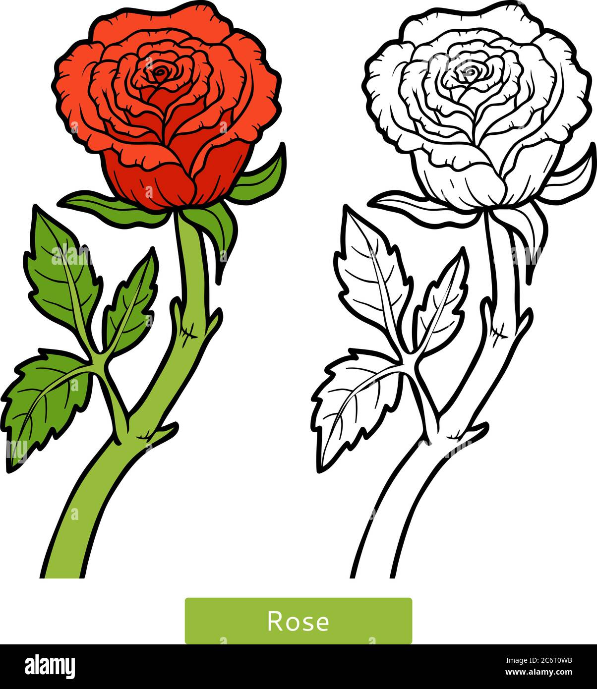 Malbuch für Kinder, Blume Rose Stock Vektor