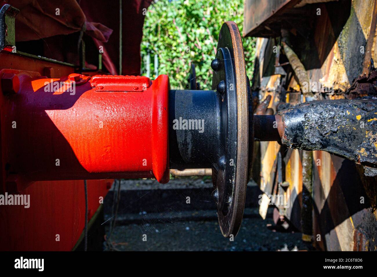 Verlassene, Antike, Motor, Geschichte, Horizontal, Industrie, Eisen - Metall, Lokomotive, Metall, Transportart, Keine Leute, Alt, altmodisch, Photogra Stockfoto
