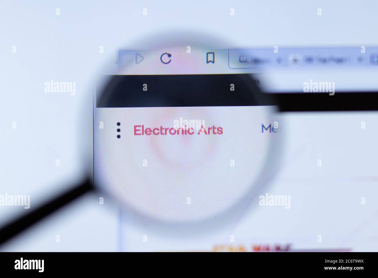 Moskau, Russland - 1. Juni 2020: Elektronische Kunst-Website mit Logo , illustrative Editorial Stockfoto