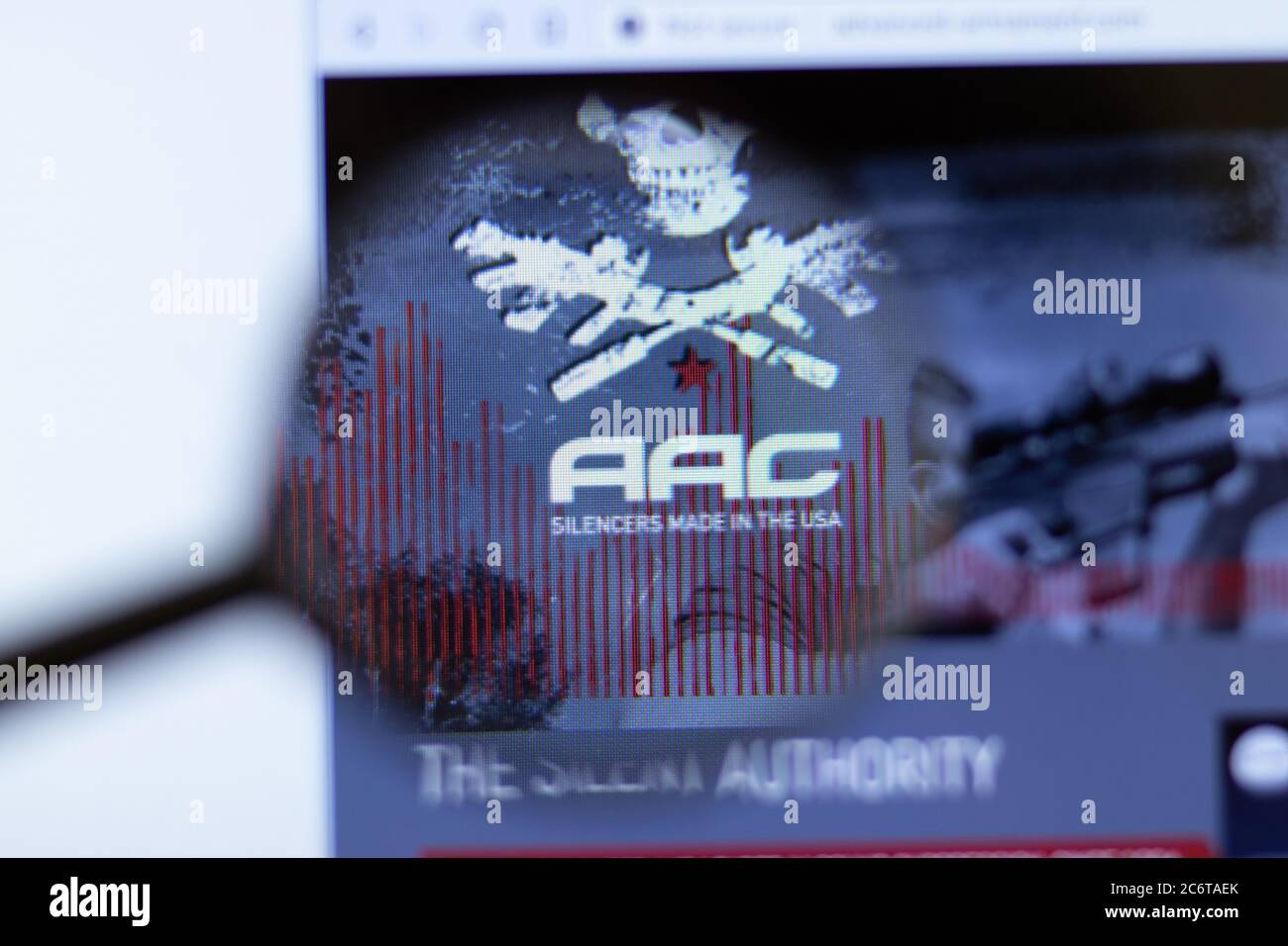 Moskau, Russland - 1. Juni 2020: Advanced Armament Corporation AAC Website mit Logo , illustrative Editorial Stockfoto