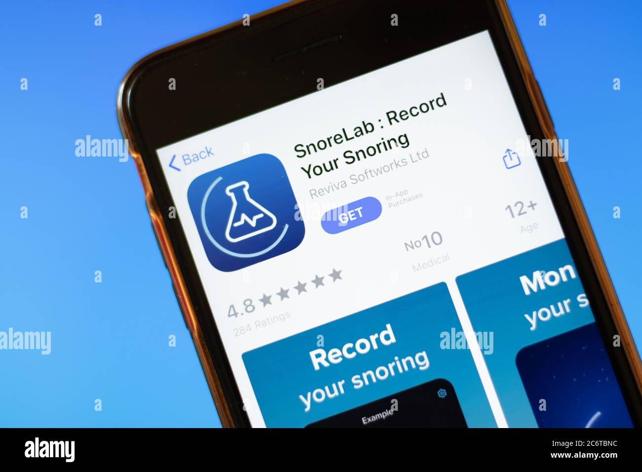 Moskau, Russland - 1. Juni 2020: SnoreLab Nehmen Sie Ihr Snoring App-Logo auf dem Smartphone auf, illustrative Editorial Stockfoto