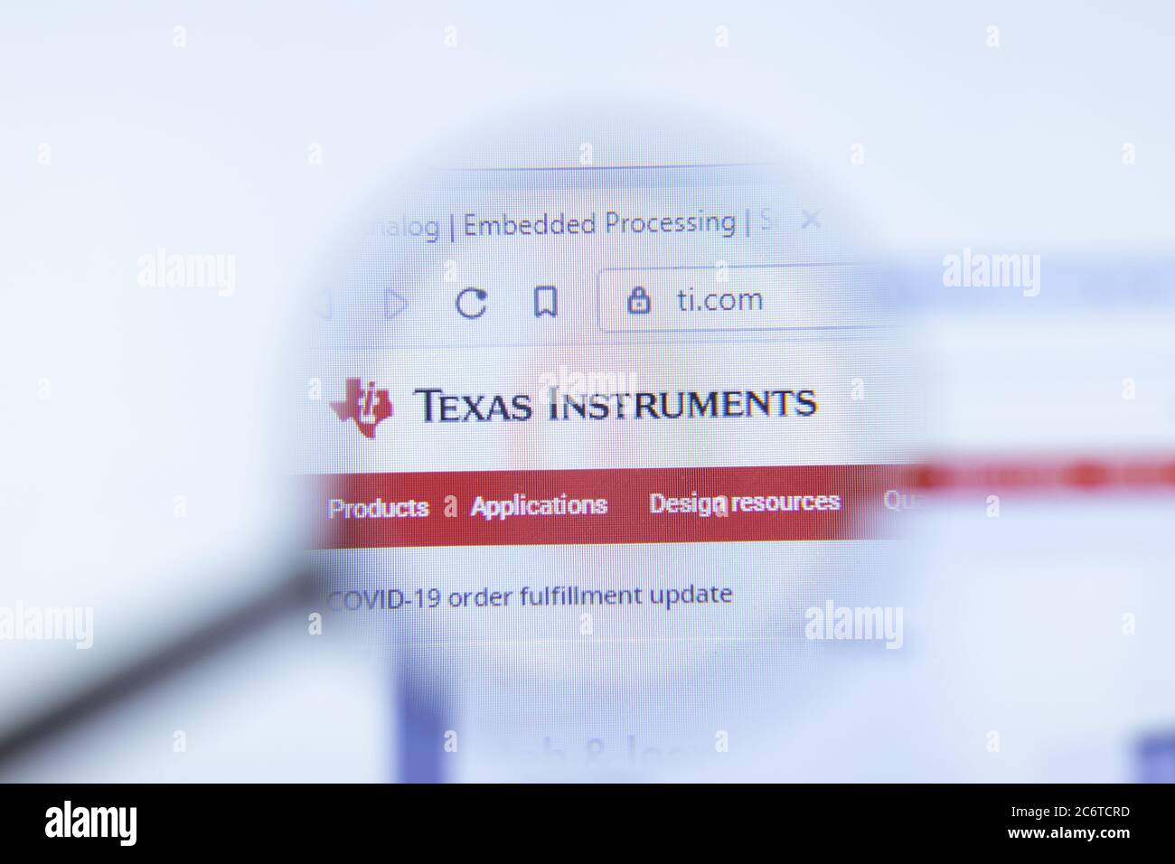 Moskau, Russland - 1. Juni 2020: Texas Instruments Website mit Logo , illustrative Editorial Stockfoto