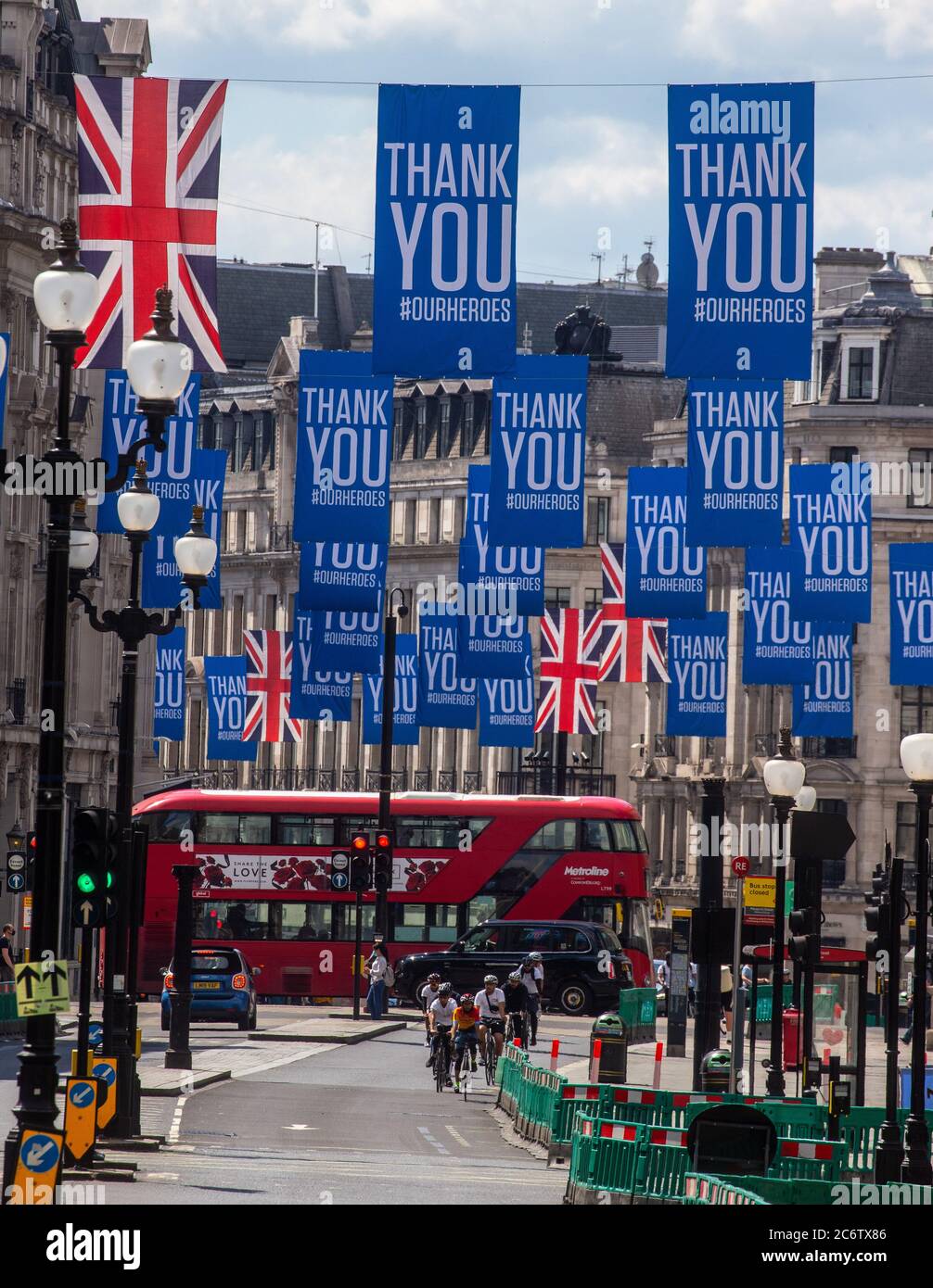 London, Großbritannien. Juli 2020. NHS 'Thank You' Banner in Regent Street Credit: Tommy London/Alamy Live News Stockfoto