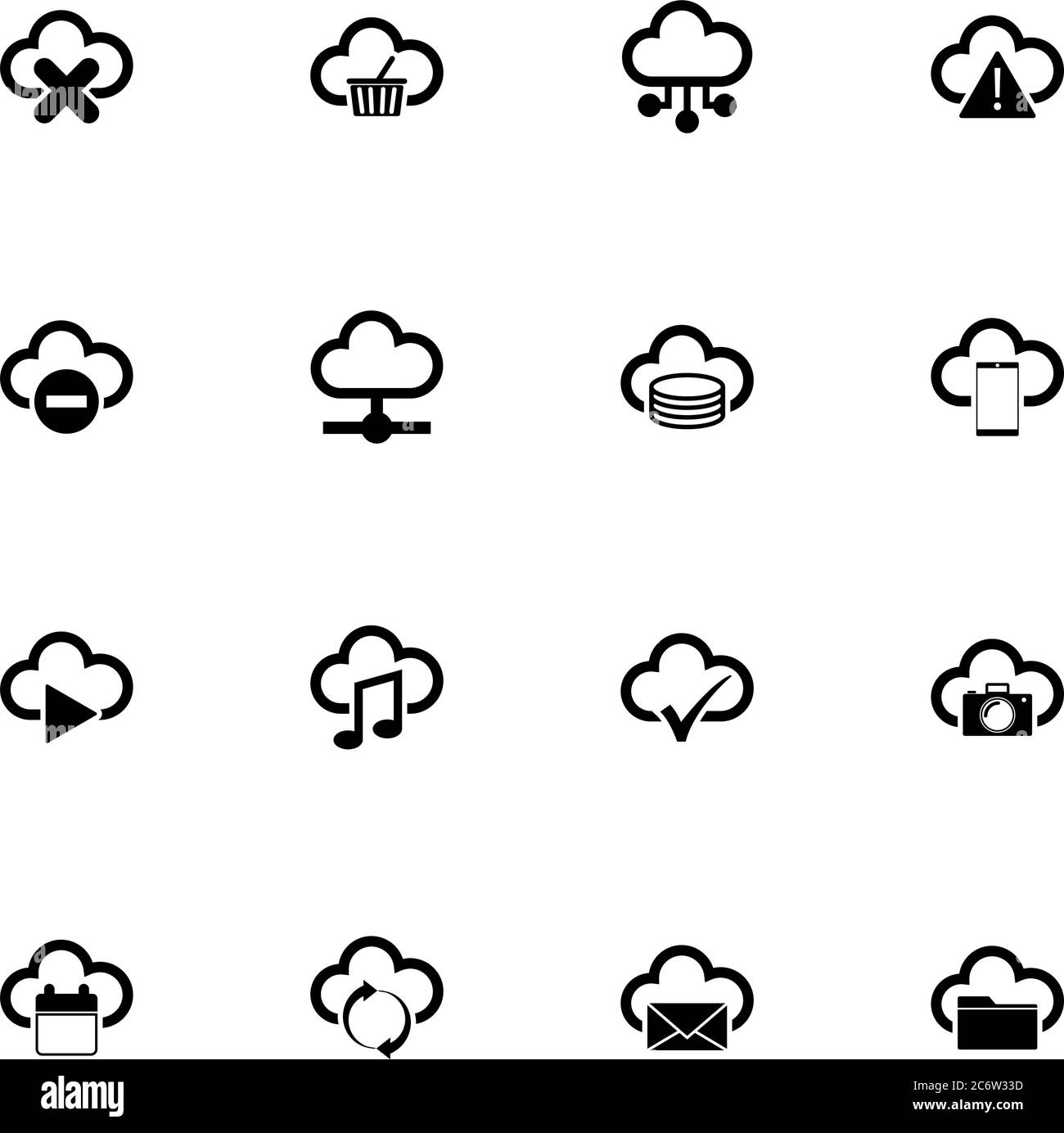 Computing Cloud Symbol - auf beliebige Größe erweitern - auf beliebige Farbe ändern. Perfect Flat Vector enthält Symbole wie Mail, Online-Shop, Medienspeicher, Daten p Stock Vektor