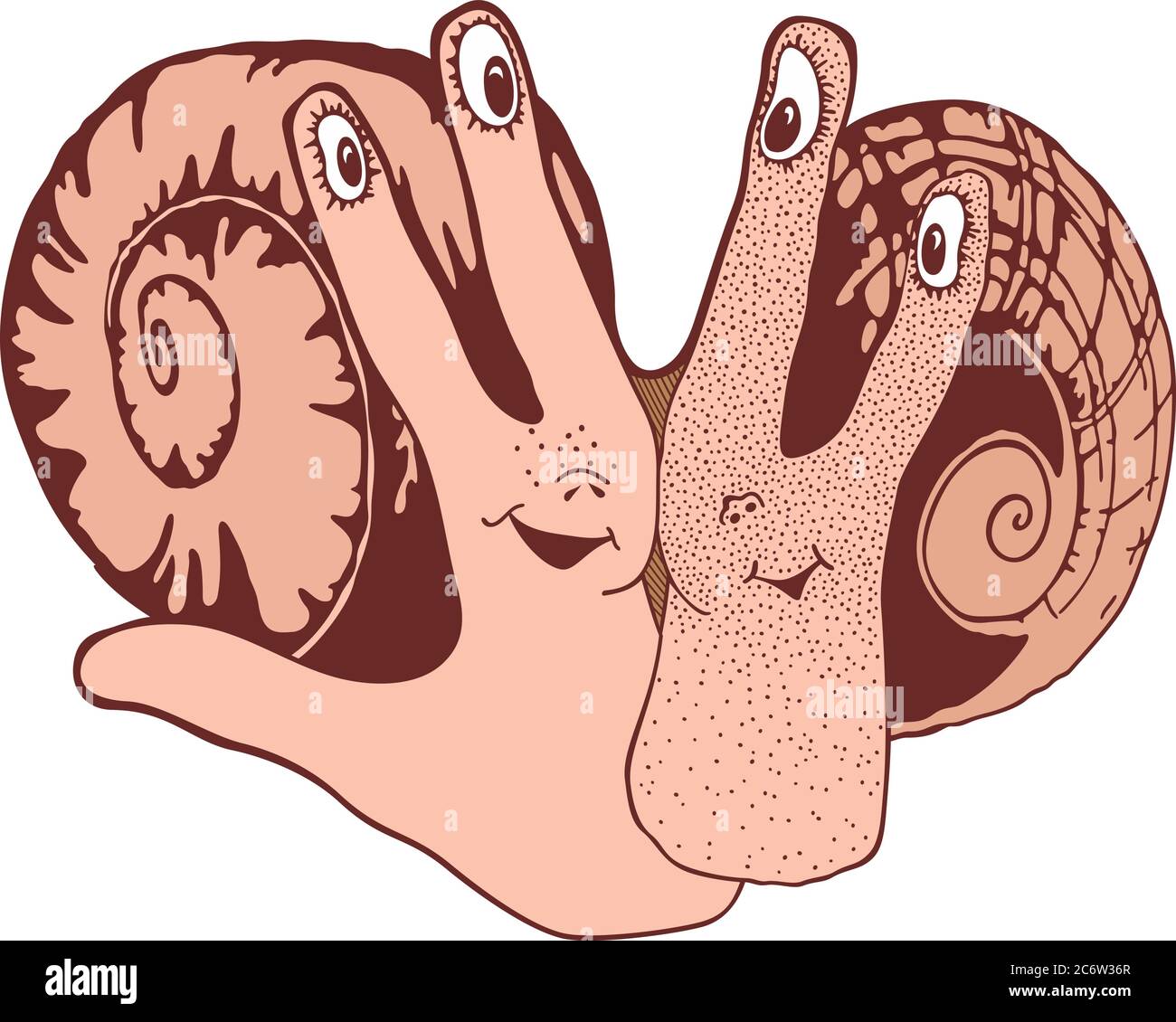 Illustration der Hand mit stilisierten Schnecken im Inneren Stock Vektor