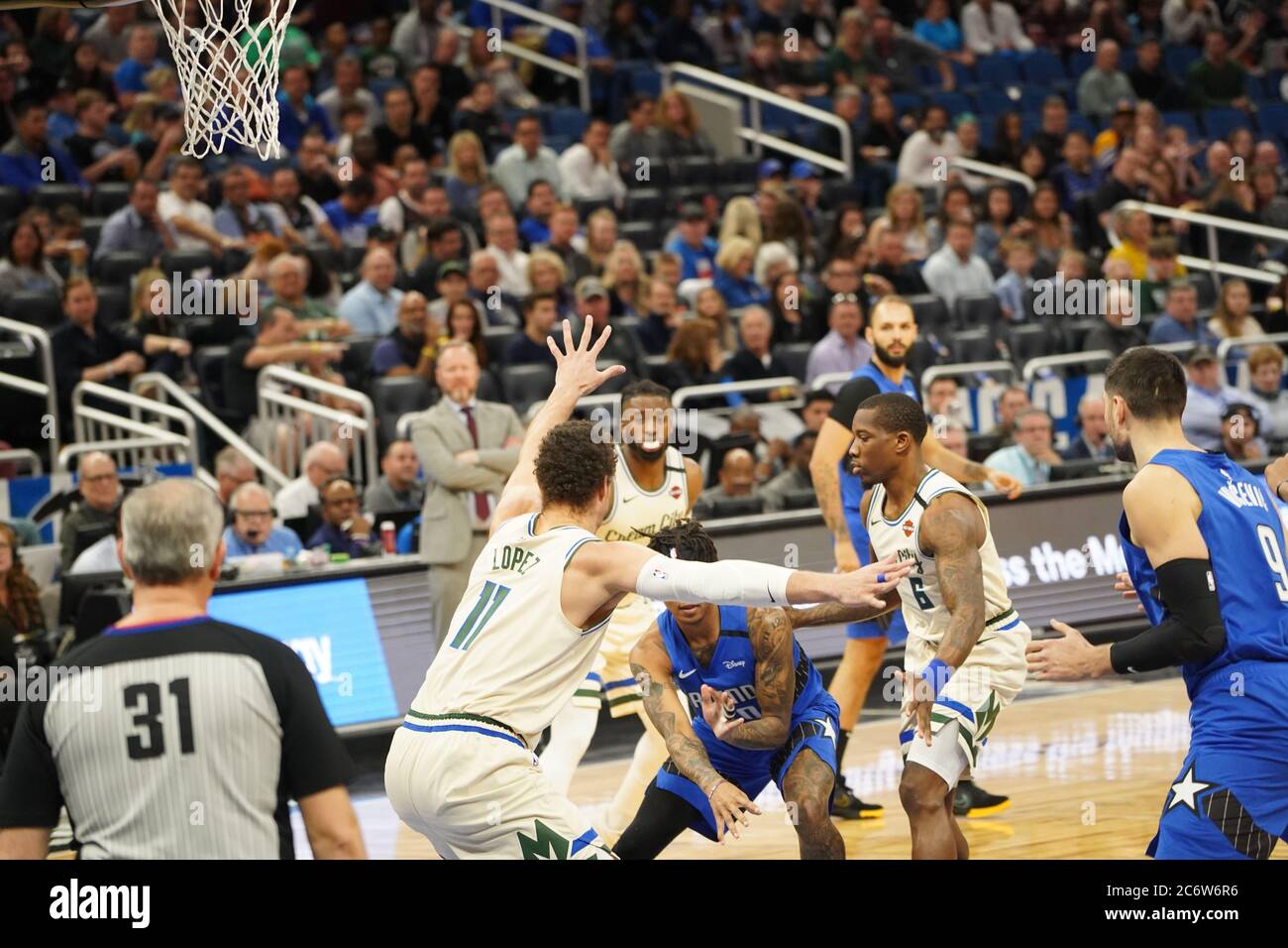 Orlando Magic Gastgeber der Milwaukee Bucks im Amway in Orlando Florida am Samstag, den 8. Februar 2020. Bildnachweis: Marty Jean-Louis Stockfoto