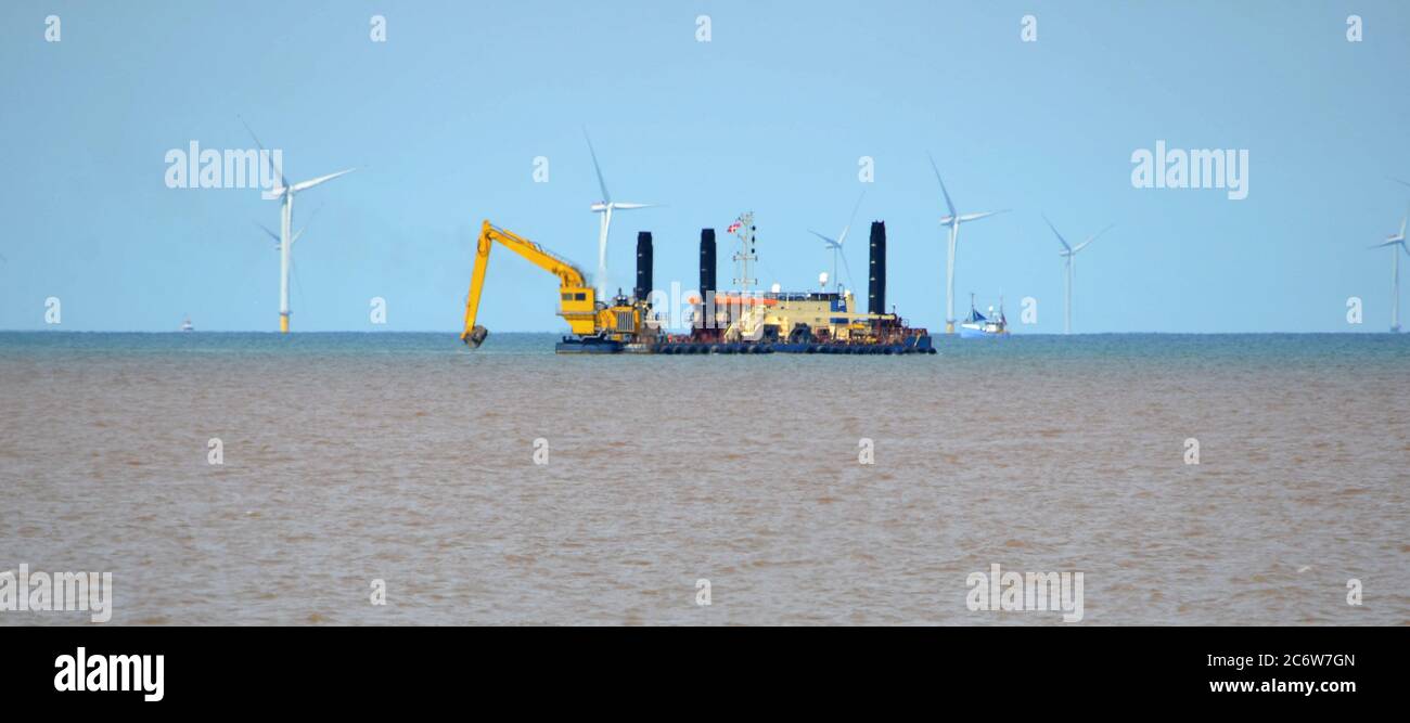 Offshore-Windturbinenpark Stockfoto