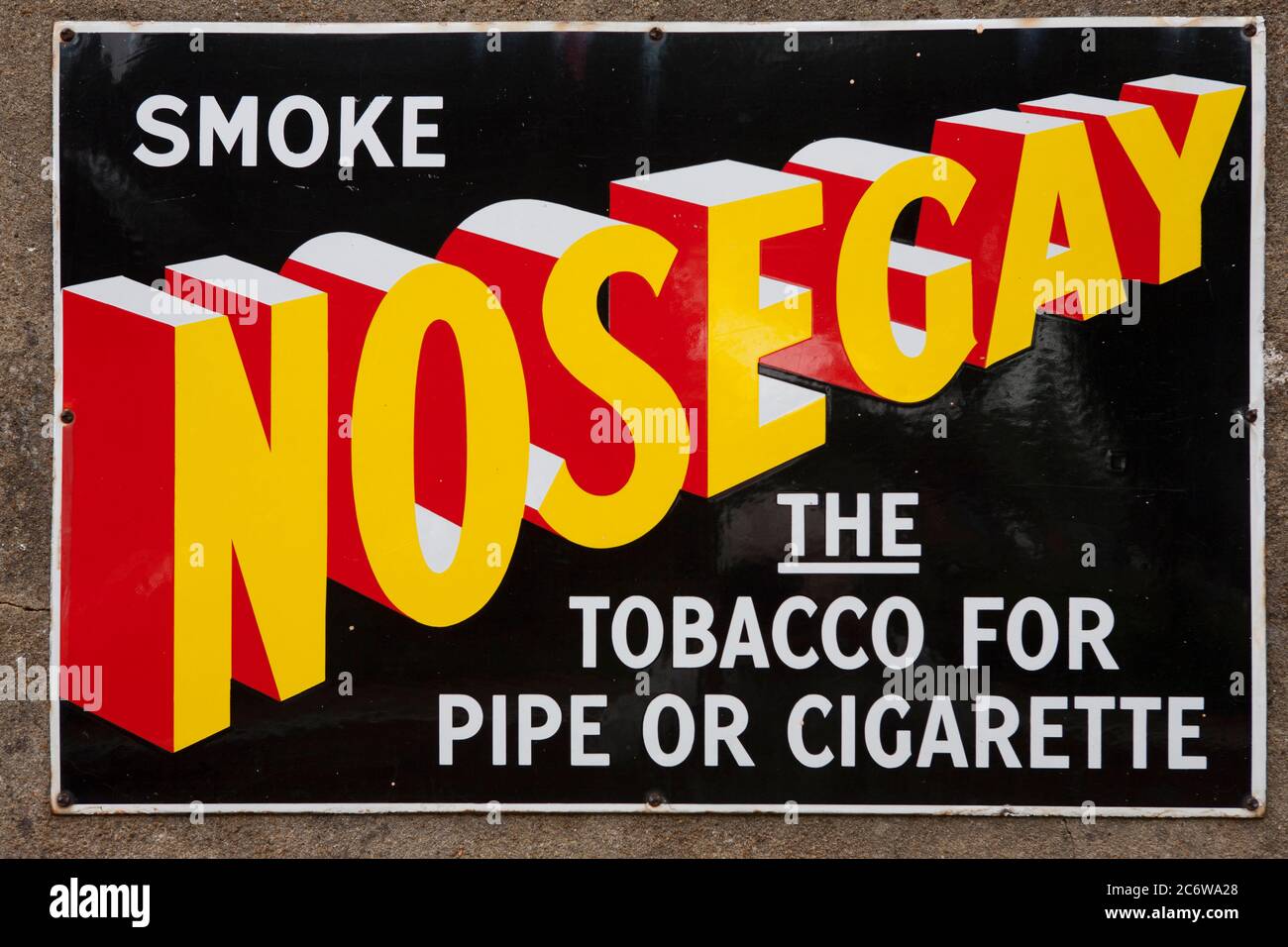 Nosegay Tobacco Schild an der Alresford Station auf der Mid-Hants Steam Railway (Watercress Line), Hampshire, England, Großbritannien Stockfoto