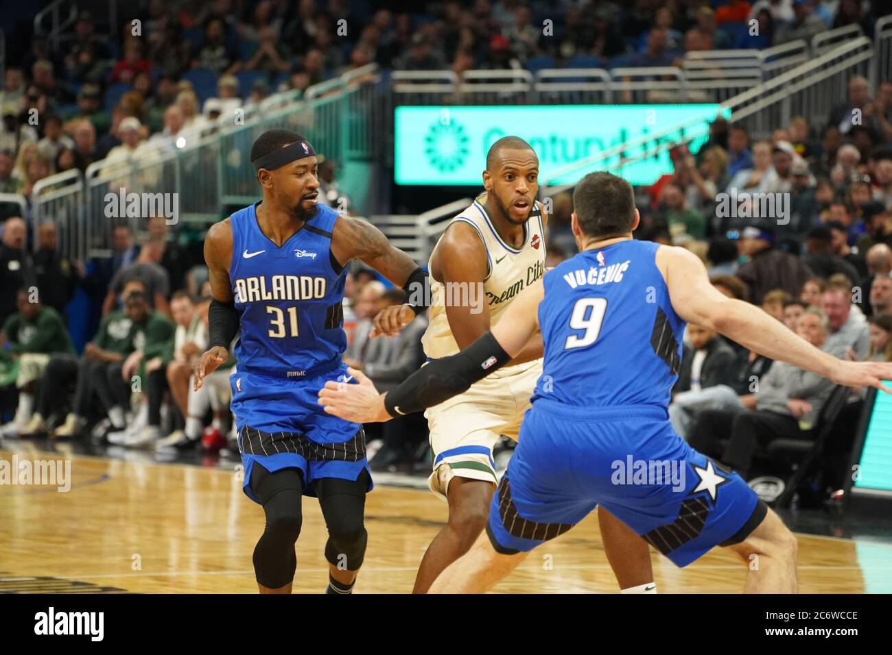 Orlando Magic Gastgeber der Milwaukee Bucks im Amway in Orlando Florida am Samstag, den 8. Februar 2020. Bildnachweis: Marty Jean-Louis Stockfoto