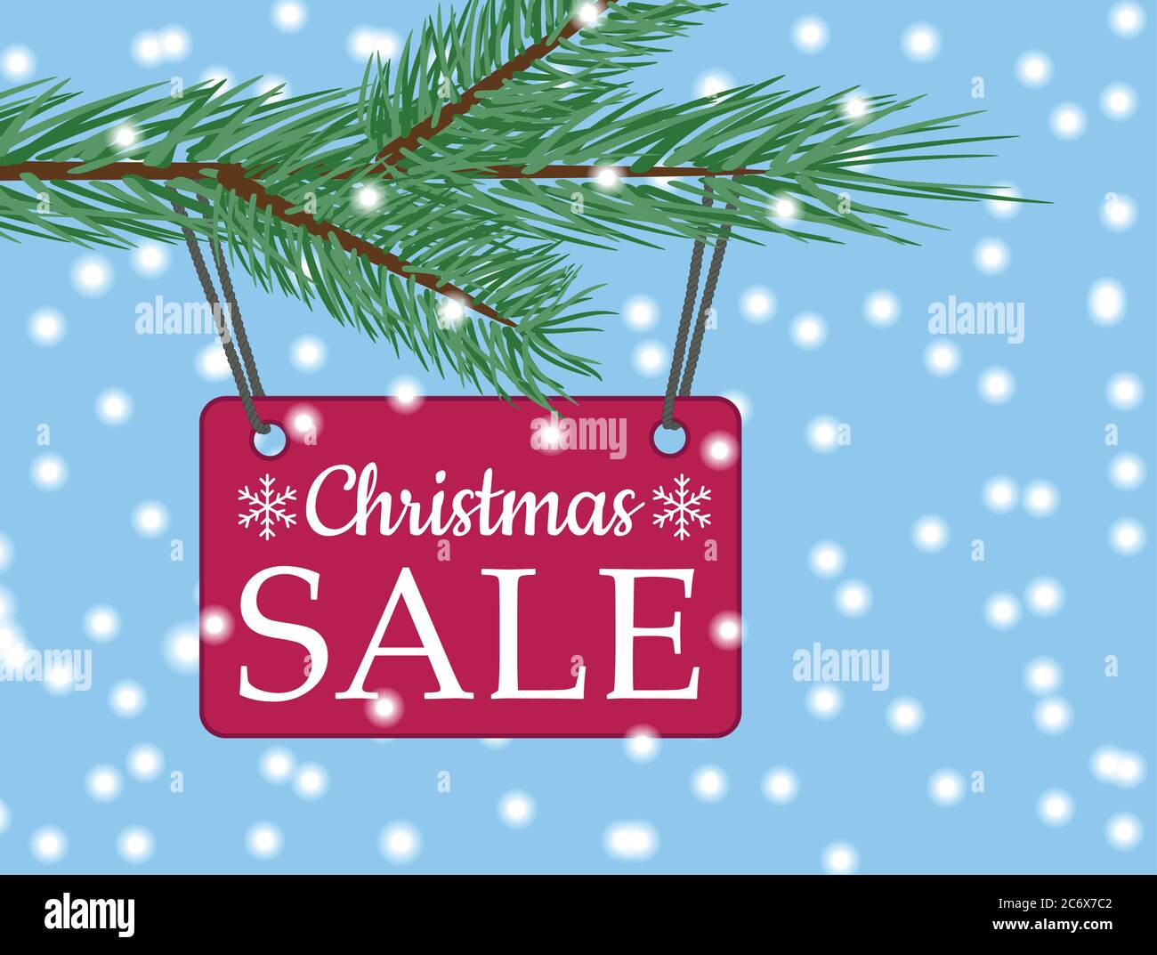 Vector eps 10 weihnachtsverkauf Banner mit rotem Poster mit weißem Text weihnachtsverkauf hängt von Fichtenbaum Zweig. Illustration für die Nutzung der Website Stock Vektor