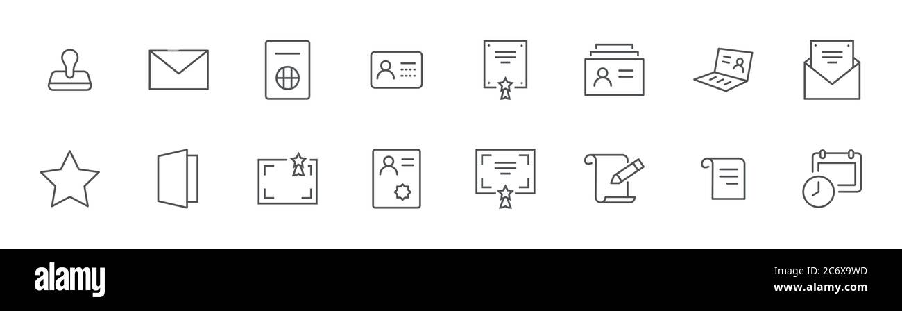 Liniensymbole Für Rechtliche Dokumente. Symbol als Visa, Vertrag, Erklärung. Bearbeitbare Kontur Stock Vektor