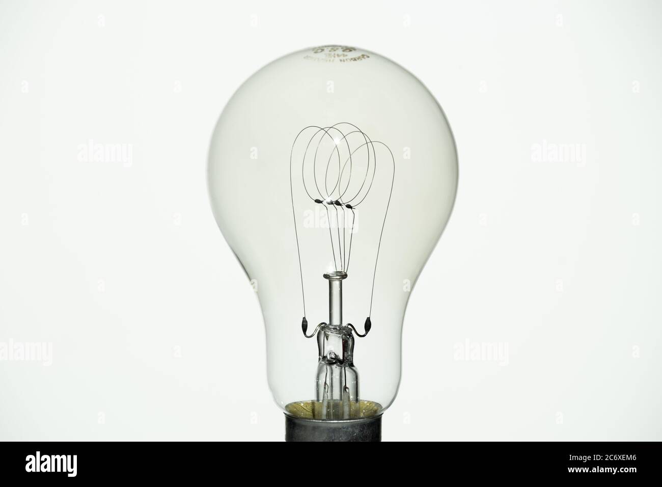 GEC 130W Carbon Filament-"Heizelement"-Lampe, hergestellt in Großbritannien. Stockfoto