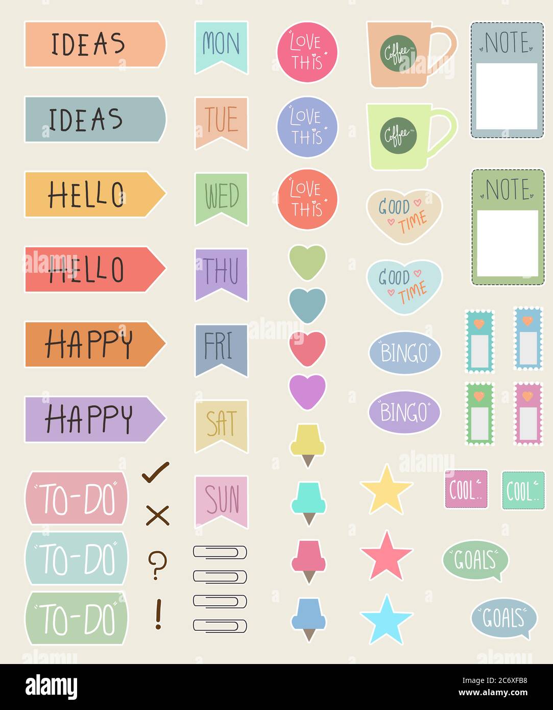 Planner Sticker Packs für Planer schmücken, Handwerk schaffen Artikel, ist digitale Nutzung und drucken Stockfoto