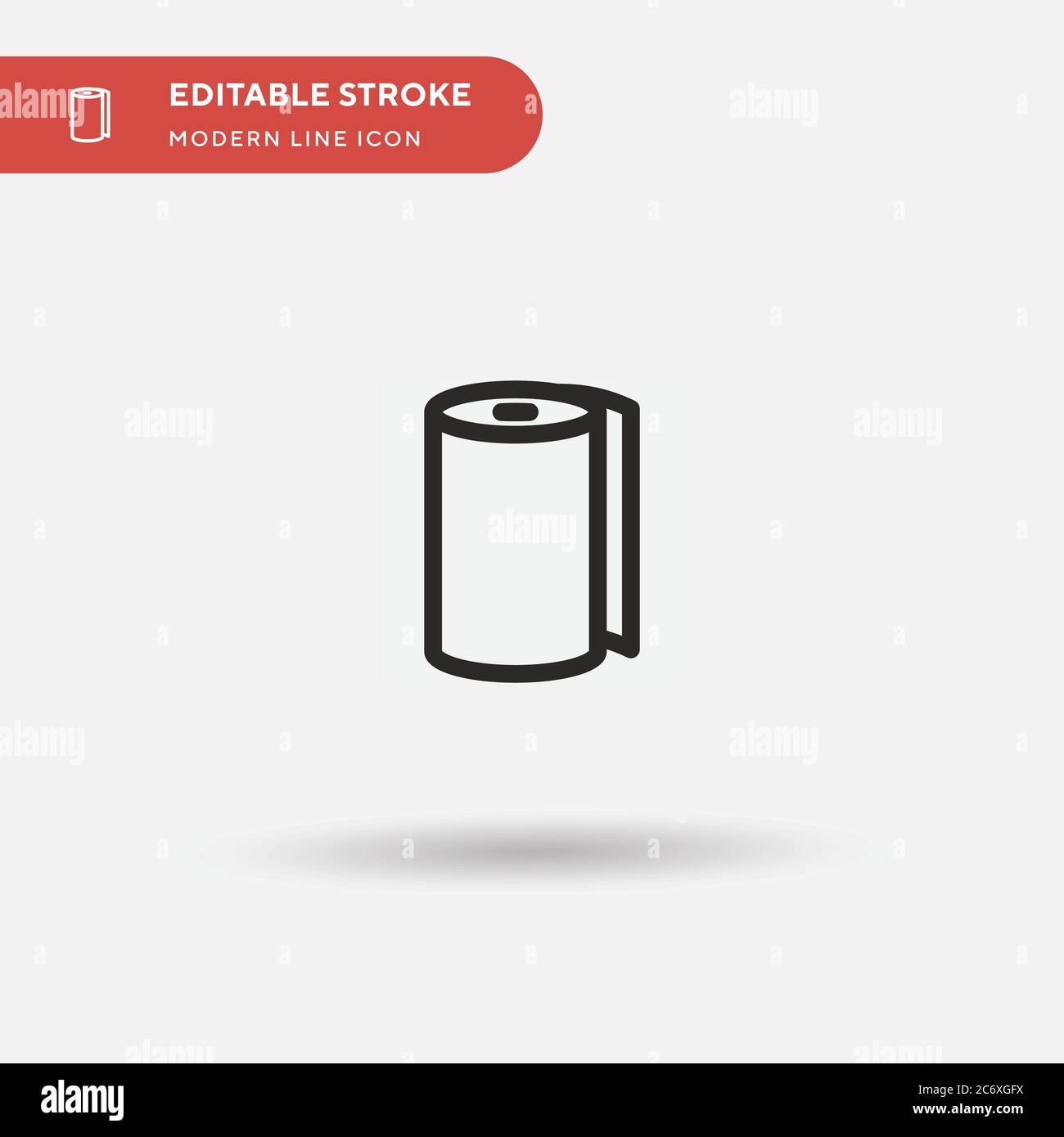 Einfaches Vektorsymbol Papierrolle. Illustration Symbol Design Vorlage für Web mobile UI Element. Perfekte Farbe modernes Piktogramm auf bearbeitbaren Strich. Papierrollen-Symbole für Ihr Geschäftsprojekt Stock Vektor