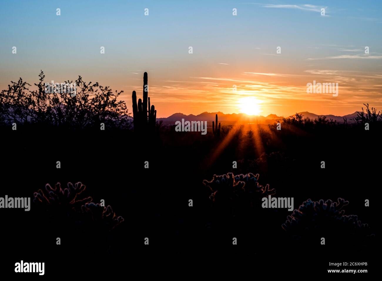 Wüste Sonnenuntergang Stockfoto