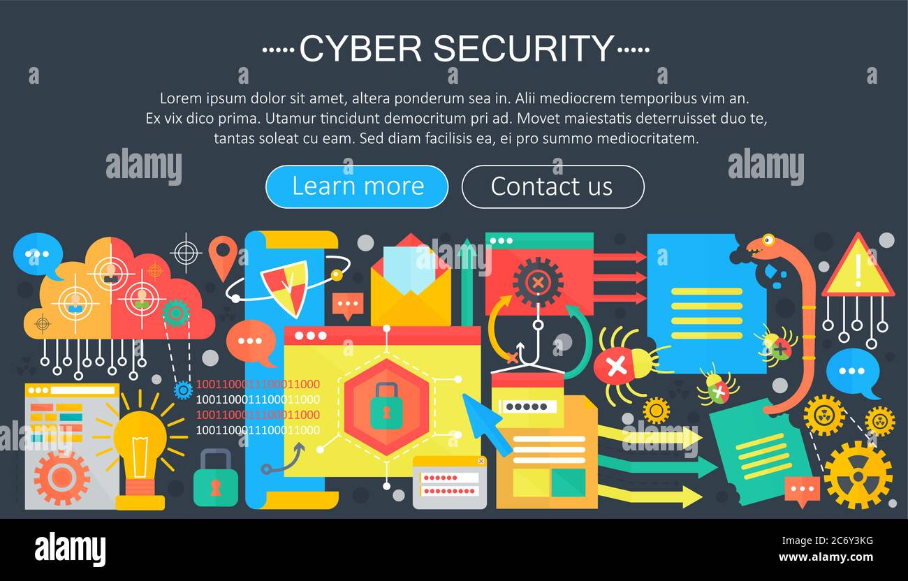 Online-Kommunikation Sicherheit, Computer-Schutz, cuber secutity Infografiken Vorlage Design, Web-Header-Elemente, Poster Banner, Vektor-Illustration Stock Vektor