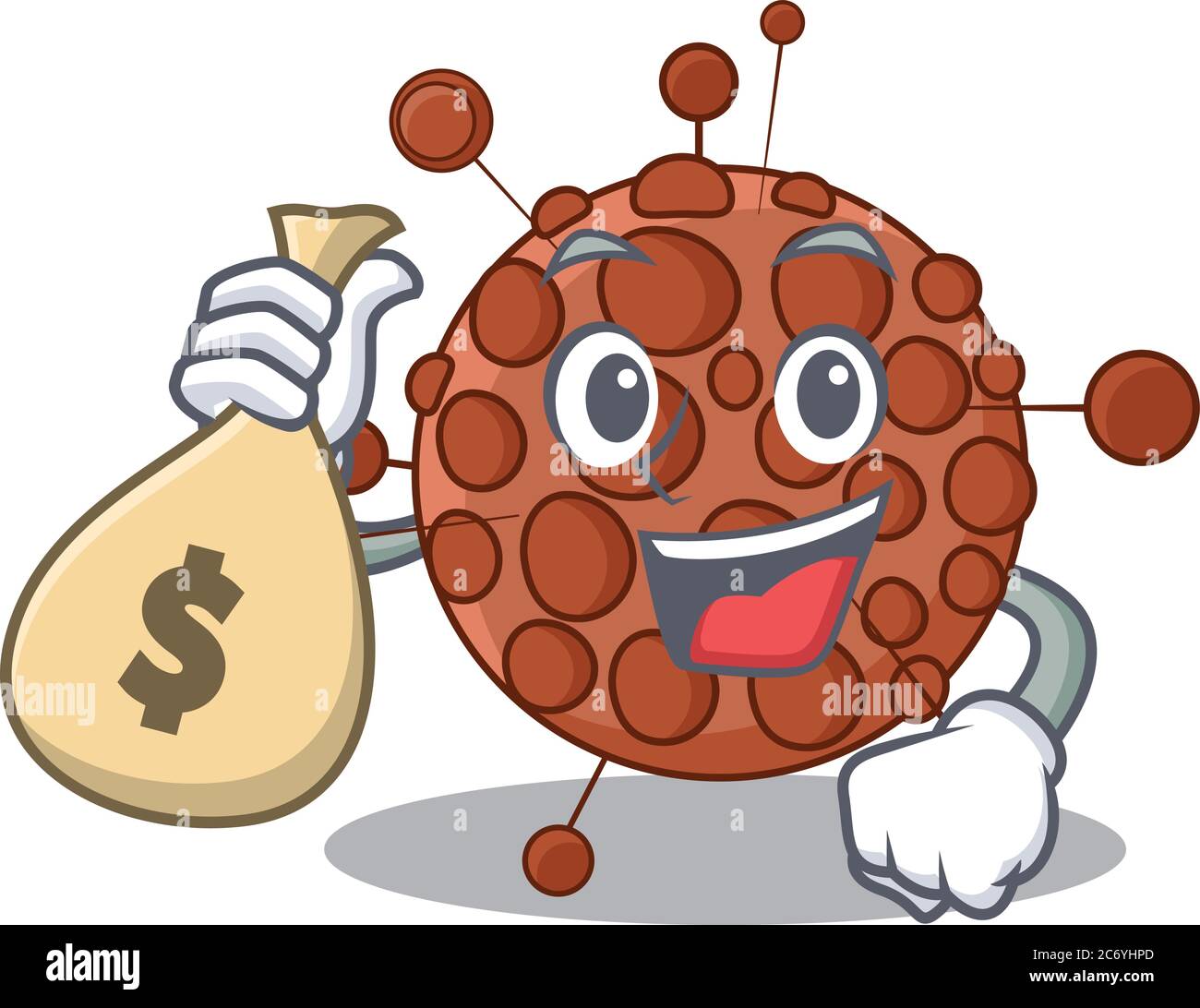 Verrückte reiche Cartoon-Bild von neisseria mit Geldbeutel Stock Vektor