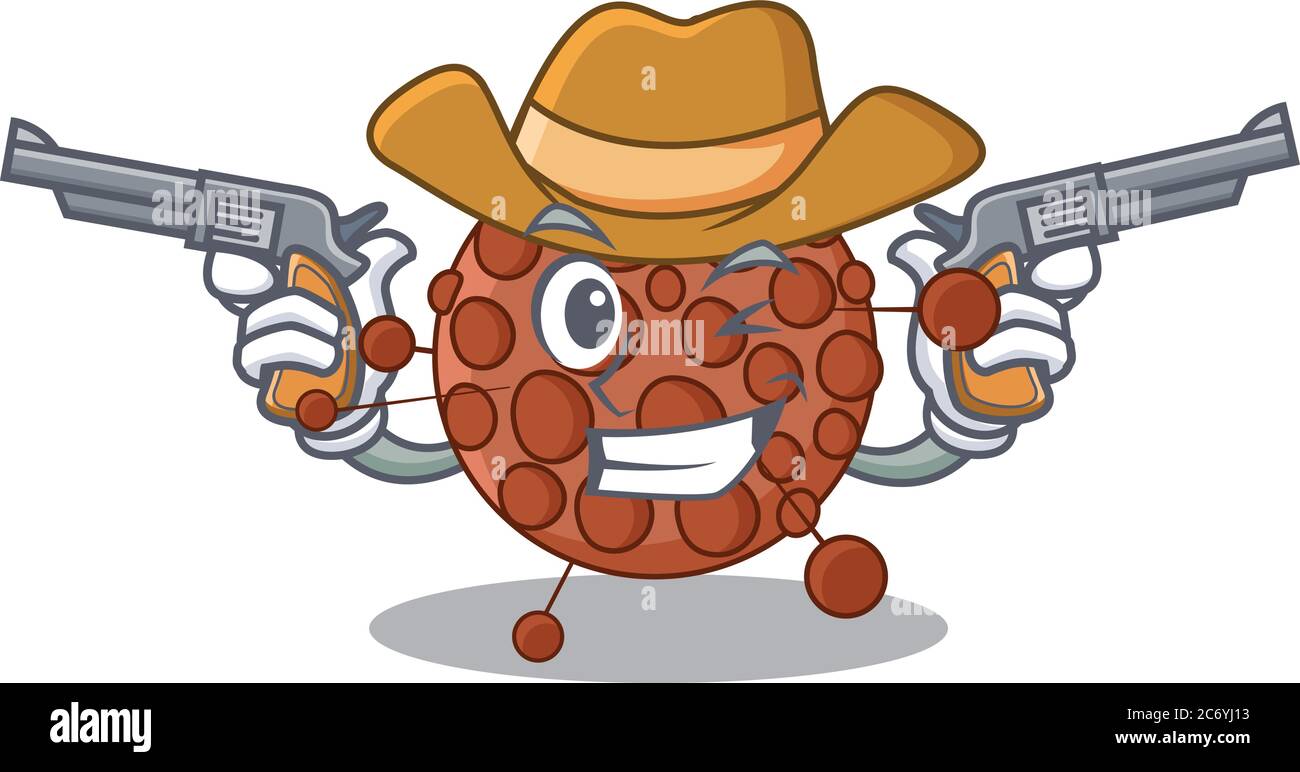 Ein weiser Cowboy von neisseria Cartoon-Design mit Gewehren Stock Vektor