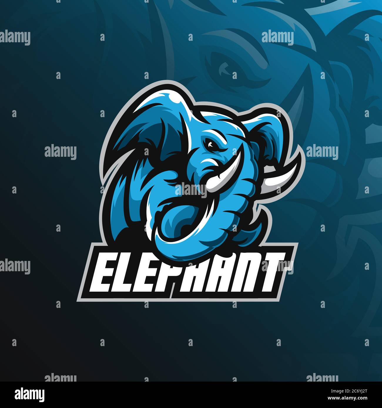 Elefant Maskottchen Logo Design Vektor mit moderner Illustration Konzept Stil für Abzeichen, Emblem und T-Shirt Druck. Wütend Elefant Illustration. Stock Vektor