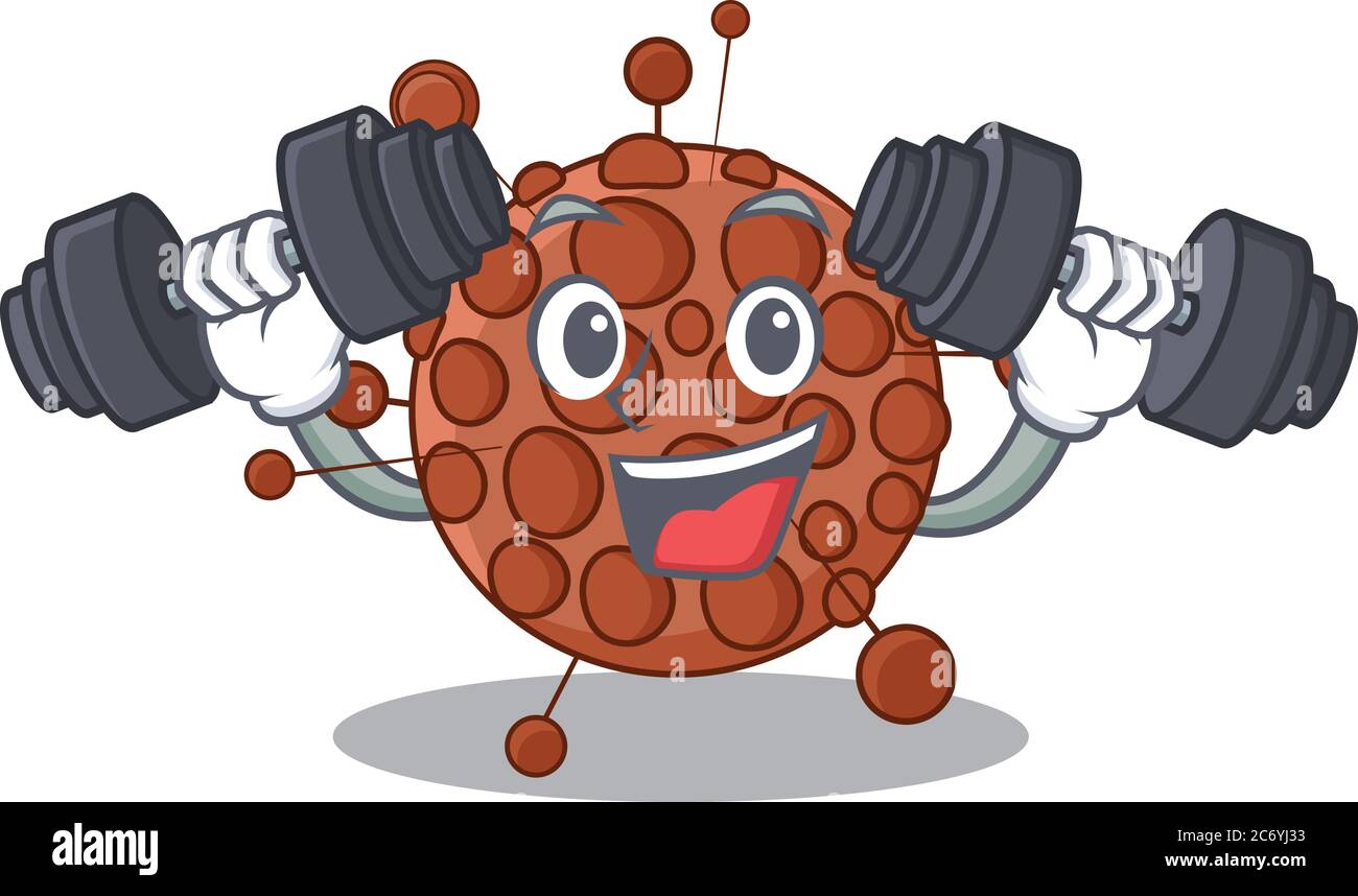 Muskulöses neisseria Maskottchen Design mit Langhanteln während des Trainings Stock Vektor