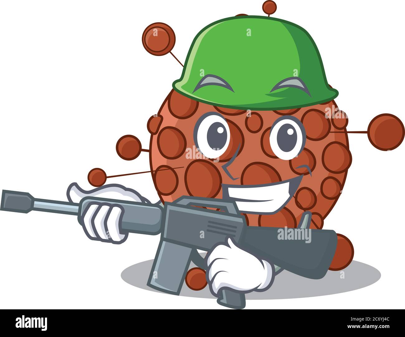 Eine charmante Armee neisseria Cartoon-Bild-Stil mit einem Maschinengewehr Stock Vektor
