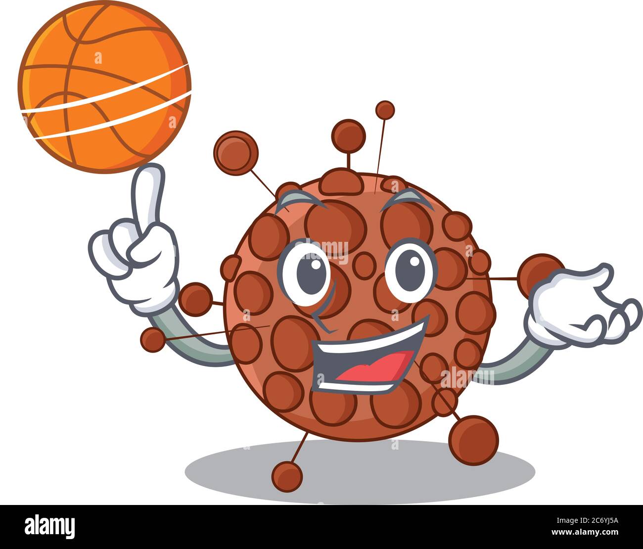 Ein athletisches neisseria Cartoon Maskottchen Design mit Basketball Stock Vektor