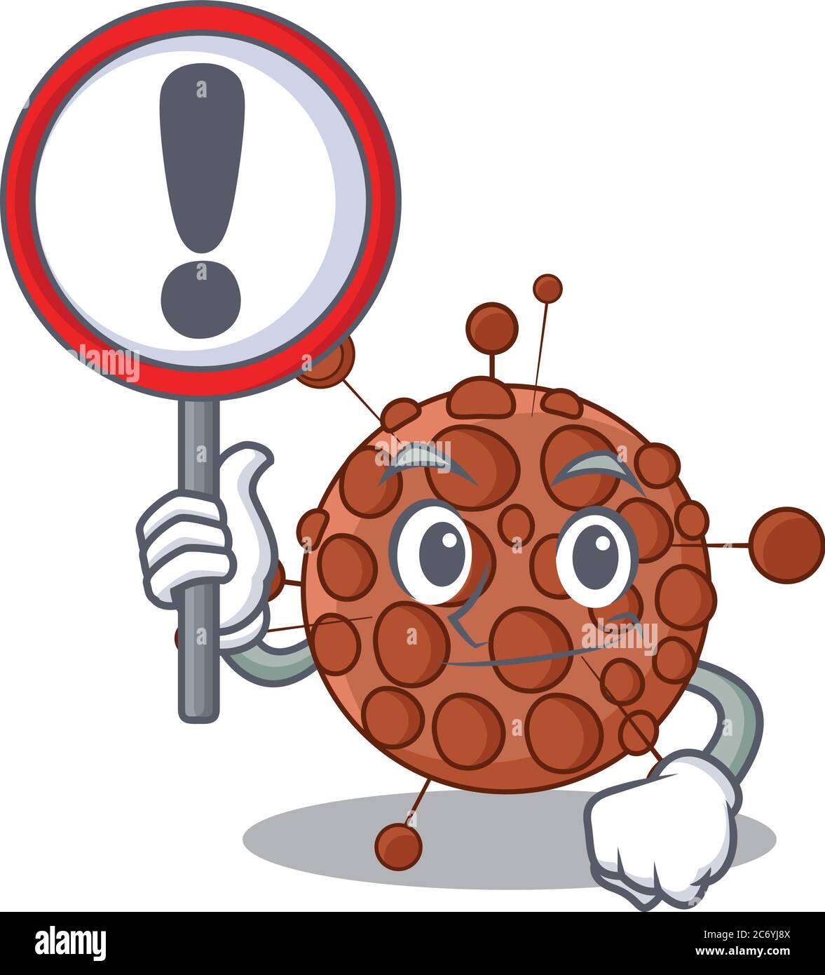 Eine Cartoon-Ikone von neisseria mit Ausrufezeichen Stock Vektor