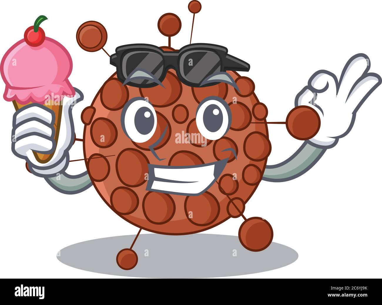 Ein Karikaturdesign-Konzept von neisseria mit Kegeleis Stock Vektor