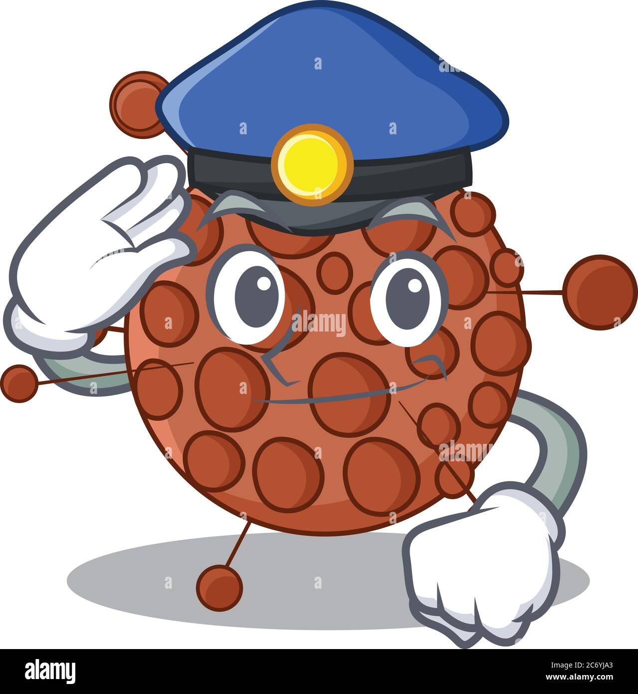 Ein schönes Polizeioffizier Cartoon-Bild von neisseria mit einem blauen Hut Stock Vektor