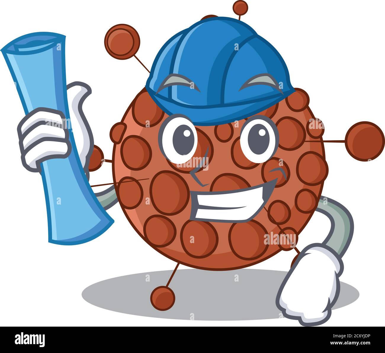 Karikatur-Design-Konzept von neisseria Architekt mit neuen Stadtlandschaft blauen Drucken Stock Vektor