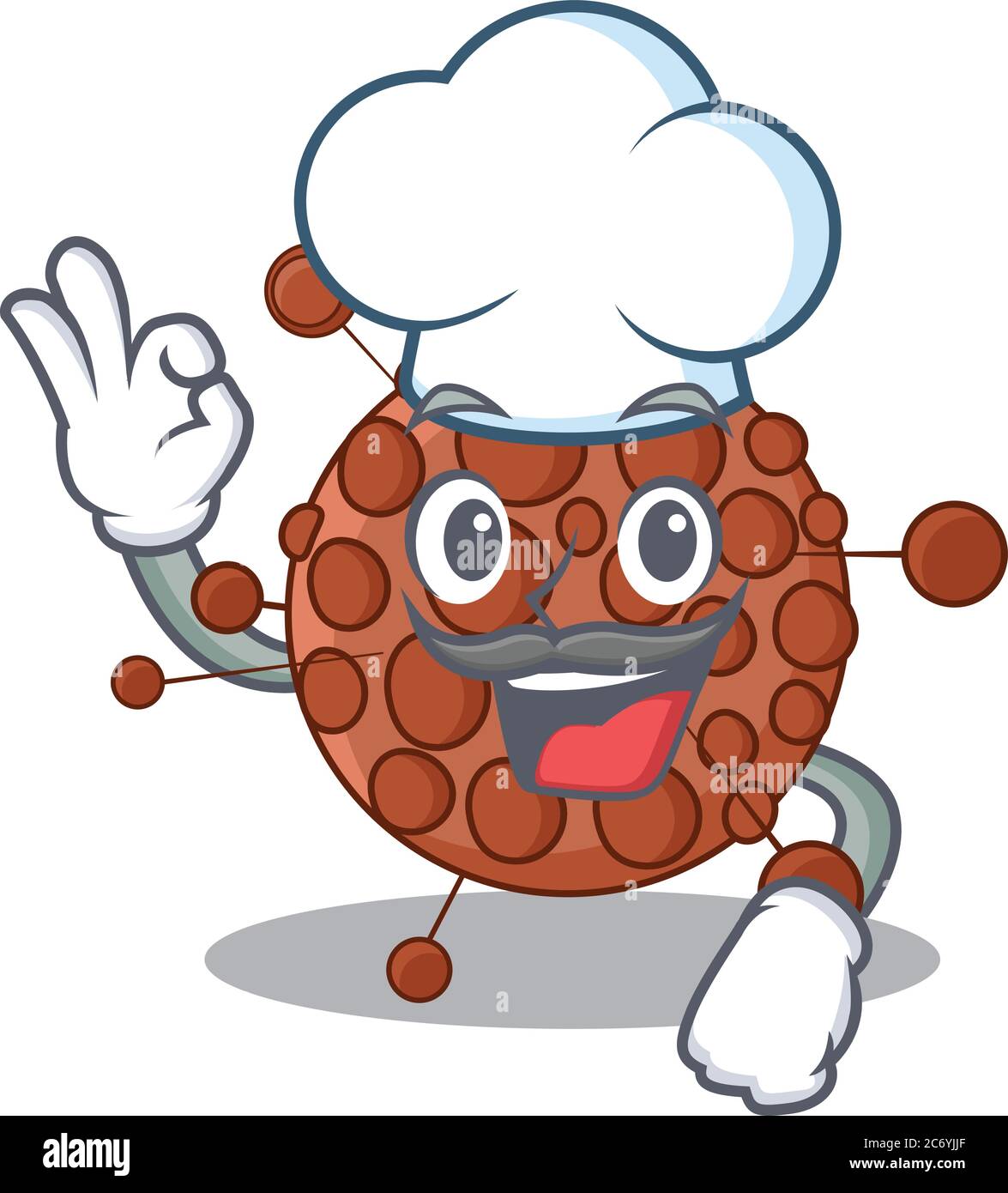 Neisseria Koch Cartoon Zeichnung Stil trägt ikonischen Chef Hut Stock Vektor