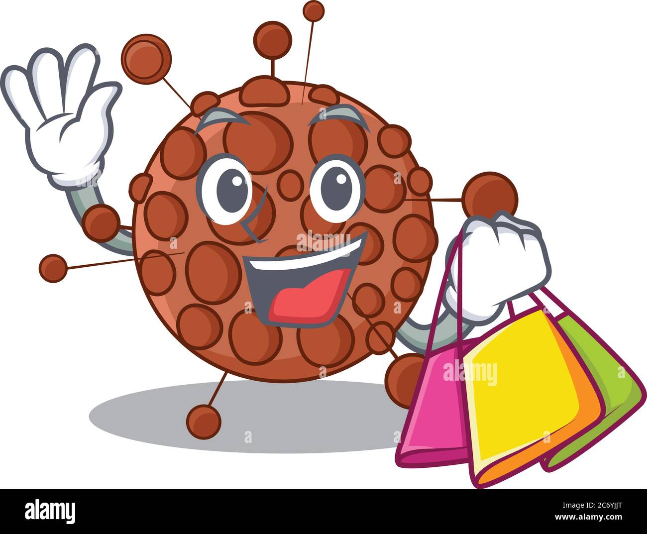Neisseria wohlhabende Cartoon-Charakter-Konzept mit Einkaufstaschen Stock Vektor