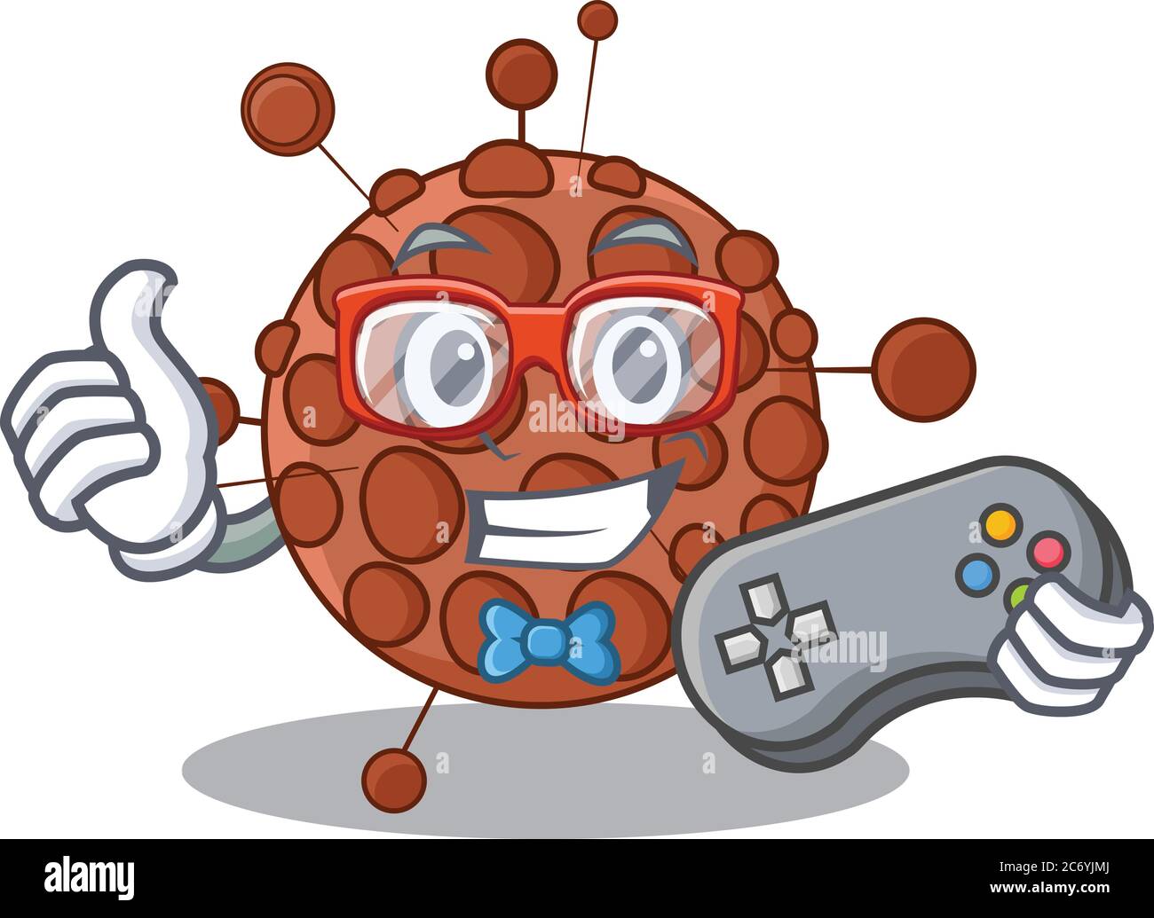 Cartoon Maskottchen Design von neisseria Gamer mit Controller Stock Vektor