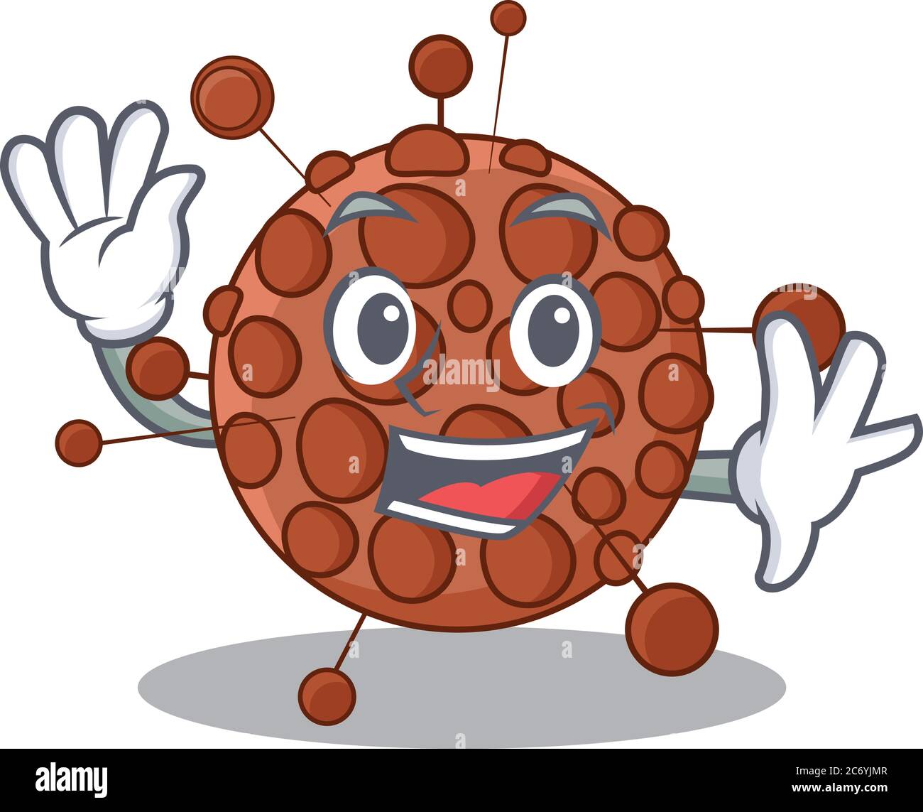 Ein charismatisches maskottchen-Design-Konzept neisseria lächelnd und winkende Hand Stock Vektor