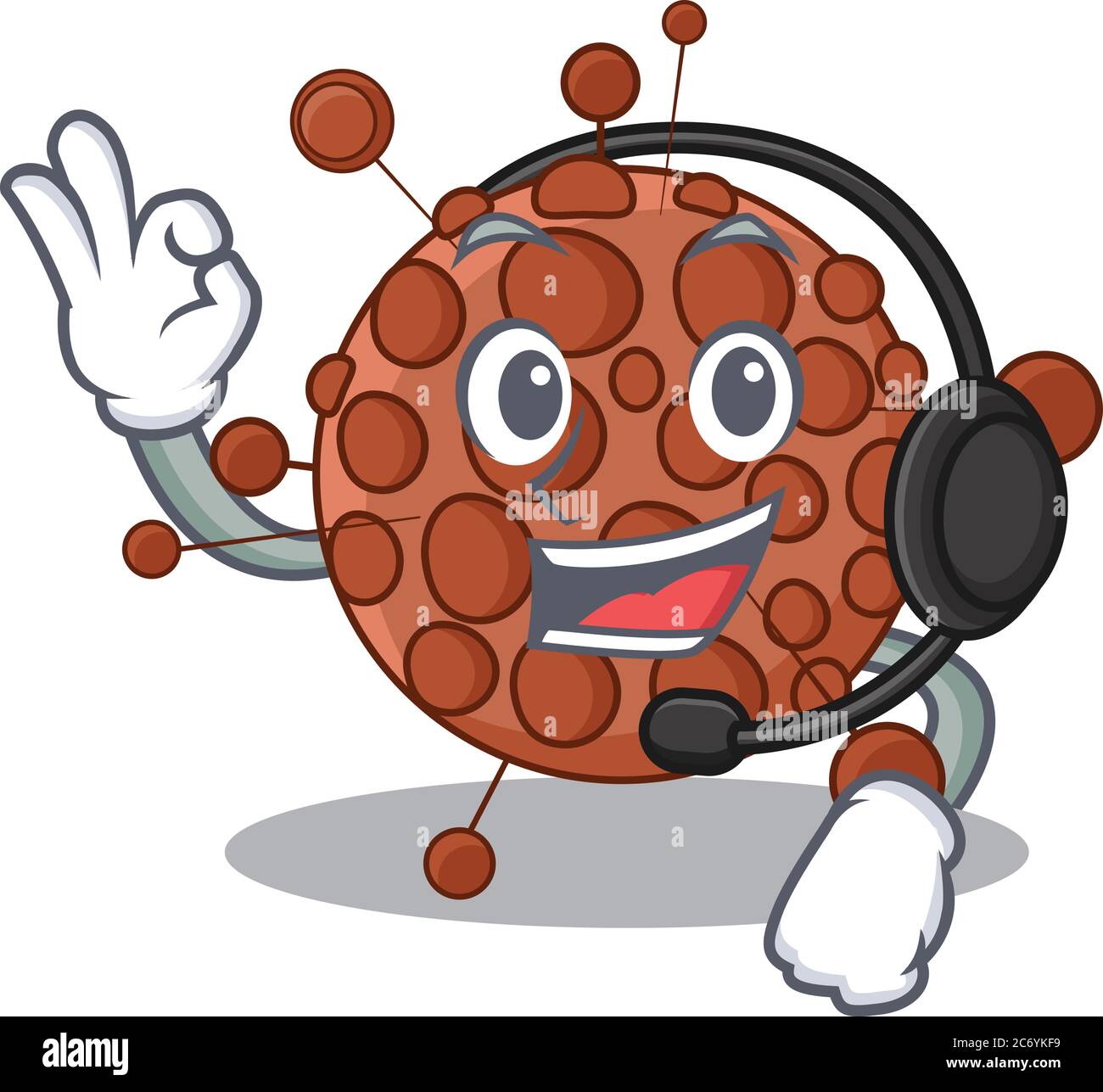 Neisseria Karikatur Cartoon Charakter Konzept trägt Kopfhörer Stock Vektor