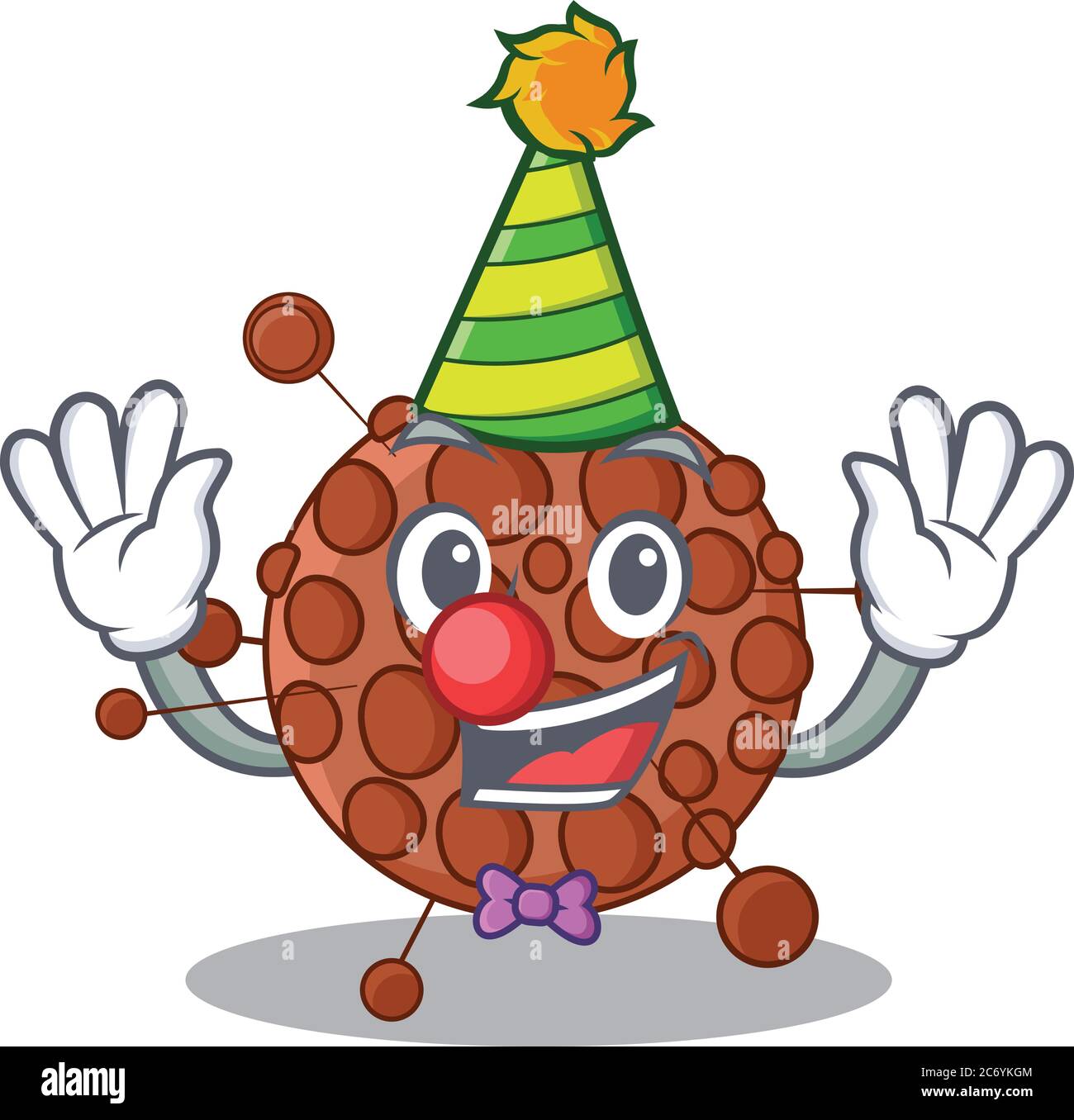 Freundliches Clown neisseria Maskottchen Charakter Design Konzept Stock Vektor