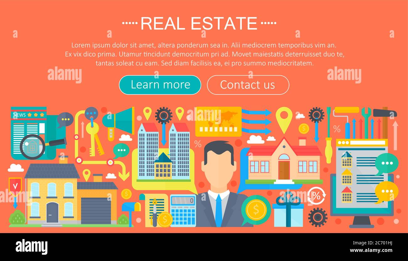 Immobilien Design Konzept Mit Online Suche Wohnung Mieten Markt Kauf Wohnung Symbol Infografiken Vorlage Design Web Header Icons Elemente Vektorgrafik Stock Vektorgrafik Alamy