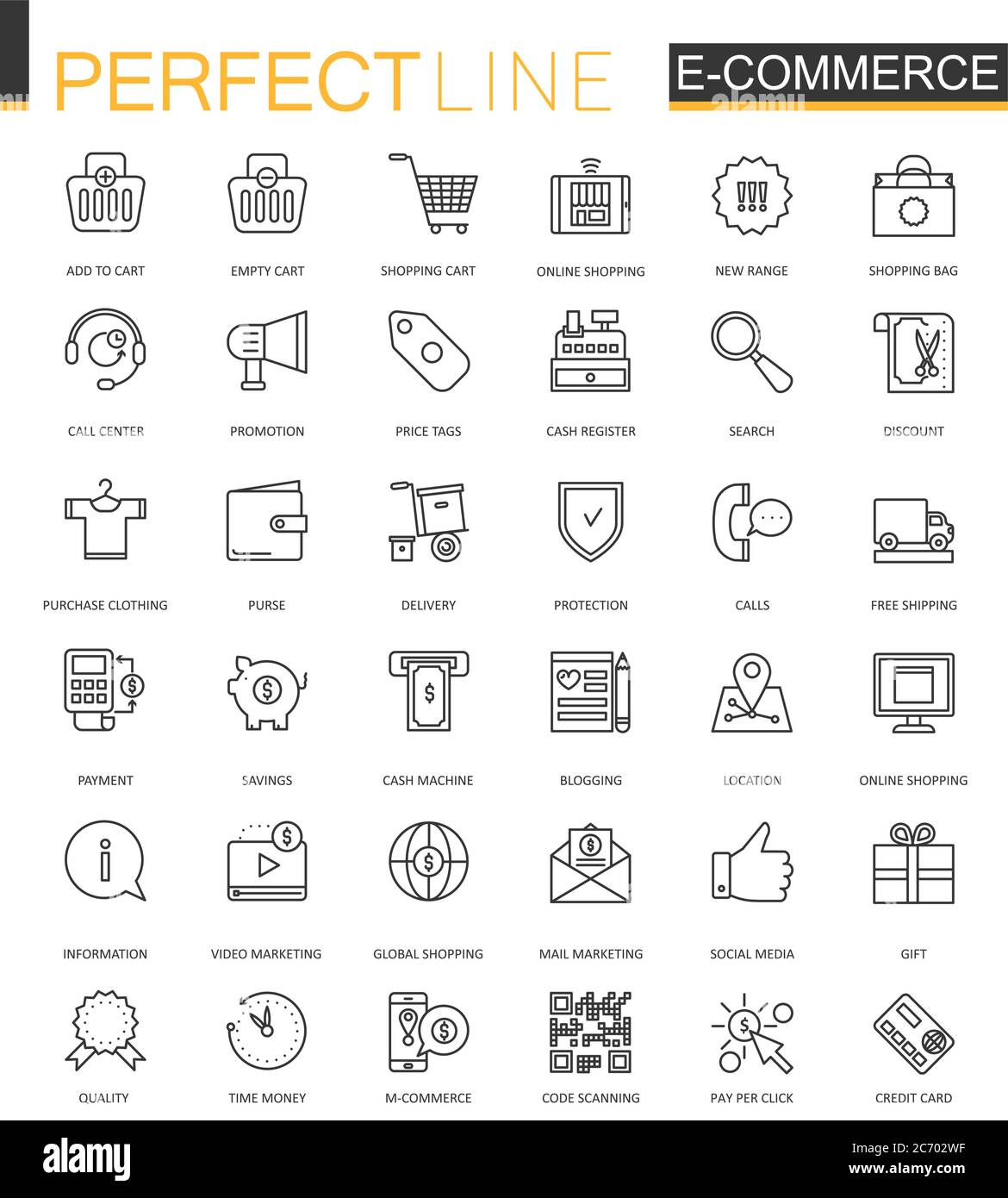 E-Commerce und Shopping Thin Line Web-Icons gesetzt. Design mit Umrisssymbole Stock Vektor