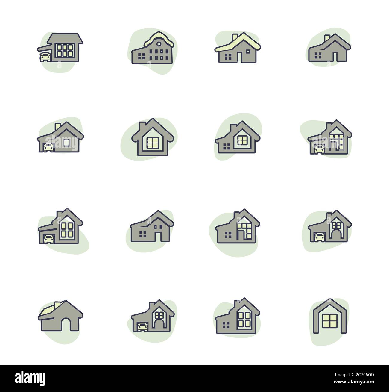 Haus Typ Icon Set Stock Vektor