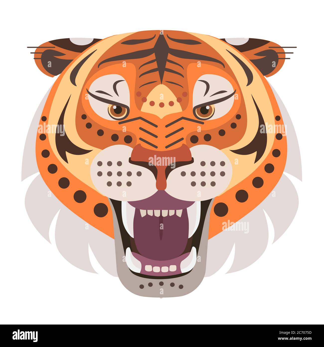 Wütend Tiger Kopf Logo. Vektor dekoratives Emblem isoliert Stock Vektor
